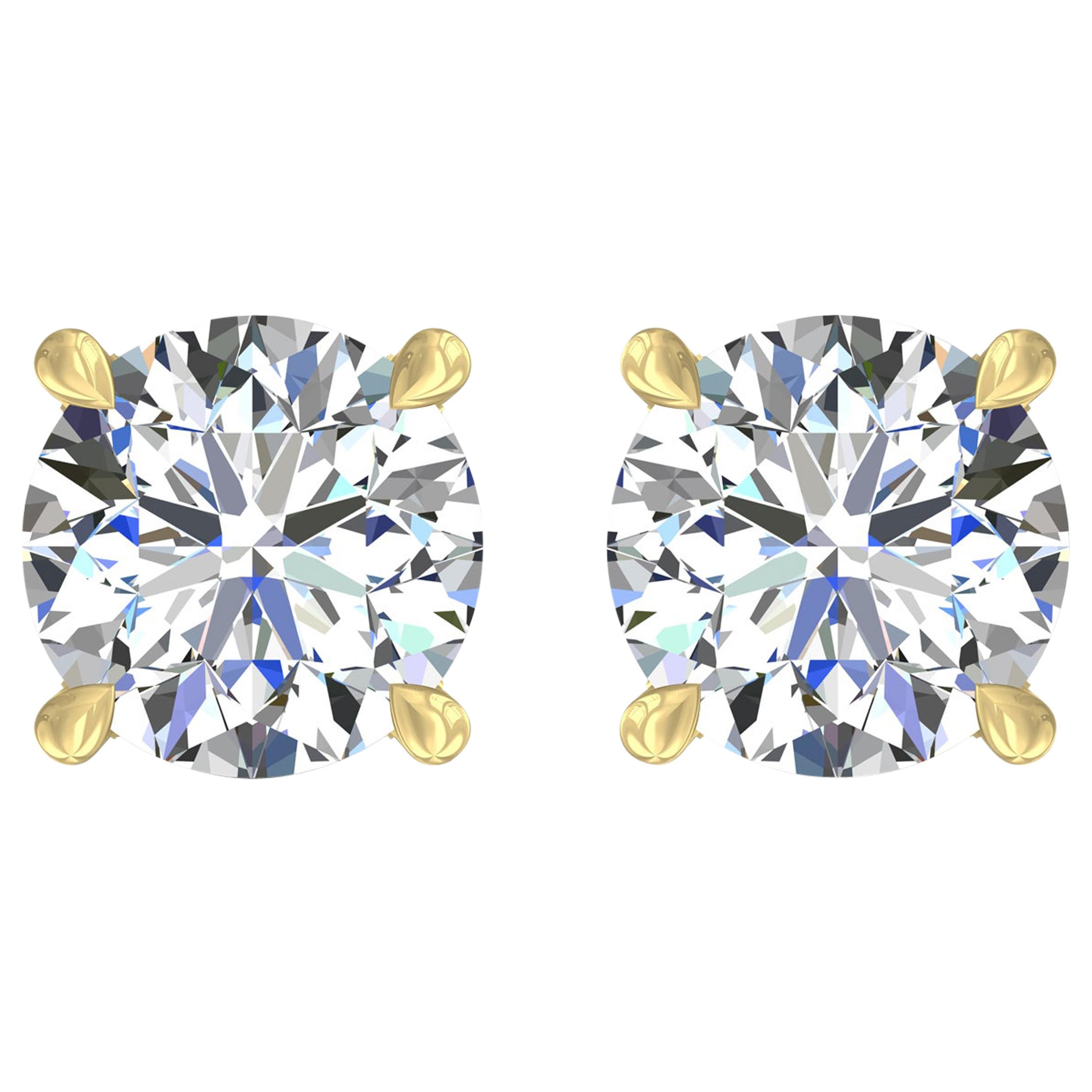 Harakh GIA Certified 2.00 Carat F Color VS2 Clarity 18 KT Diamond Stud Earrings