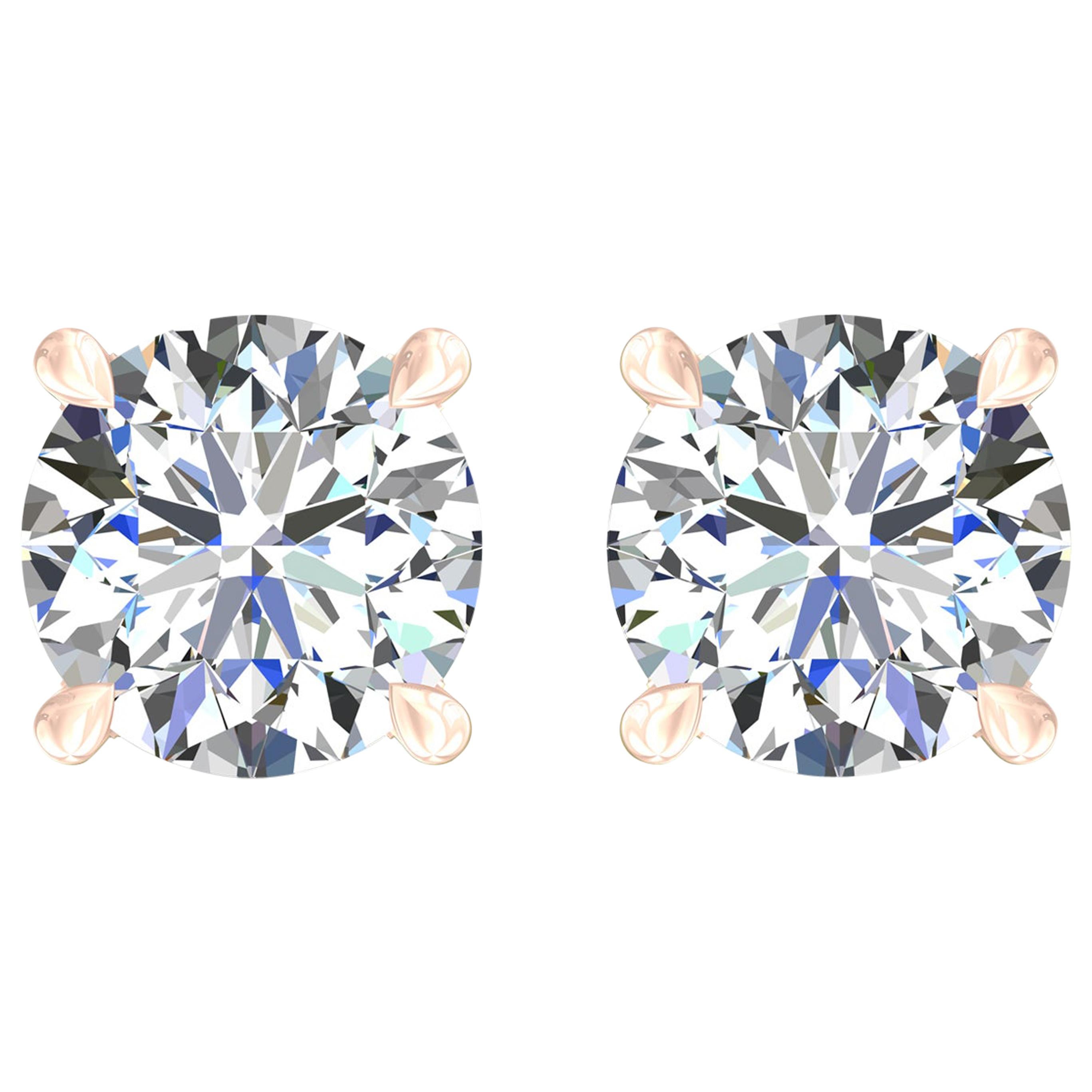 Harakh, clous d'oreilles en diamants 18 carats certifiés GIA de 2,00 carats de couleur F et de pureté VS2