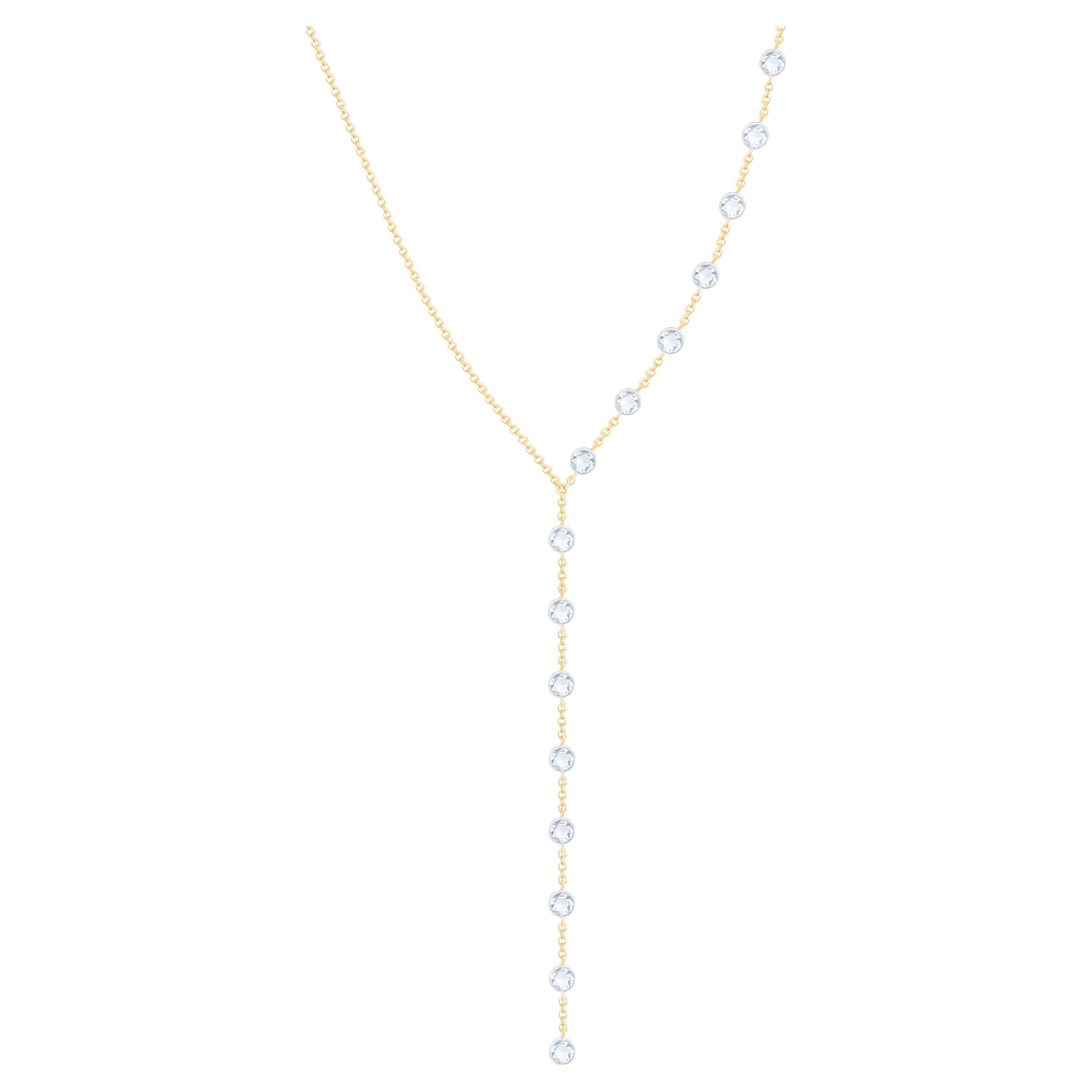 Harakh GIA ha certificato 3/4CT di diamanti naturali incolori per la collana Station in oro 18K in vendita