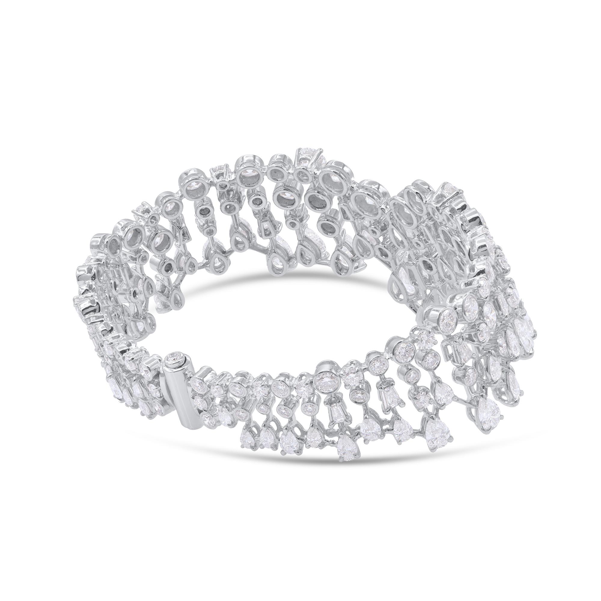 Pear Cut Harakh GIA Certified Brilliant and Rose Cut Colorless Diamond 18 Karat Cuff For Sale