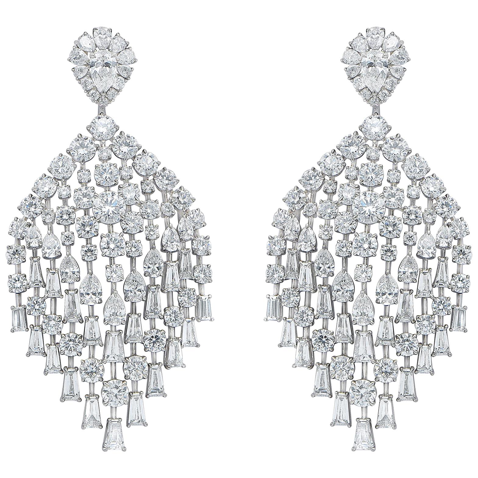 Harakh GIA Certified Colorless Diamond 18 Karat White Gold Dangling Earrings