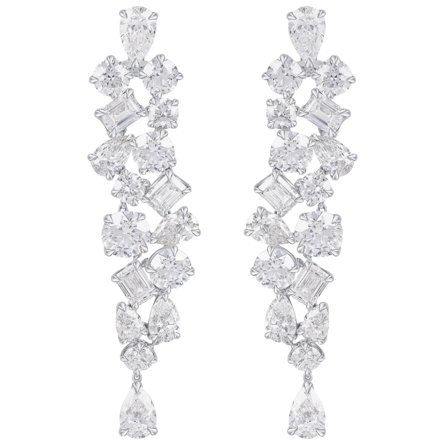 Harakh GIA Certified 32.30 Carat Colorless Diamond  Dangling White Gold Earrings For Sale