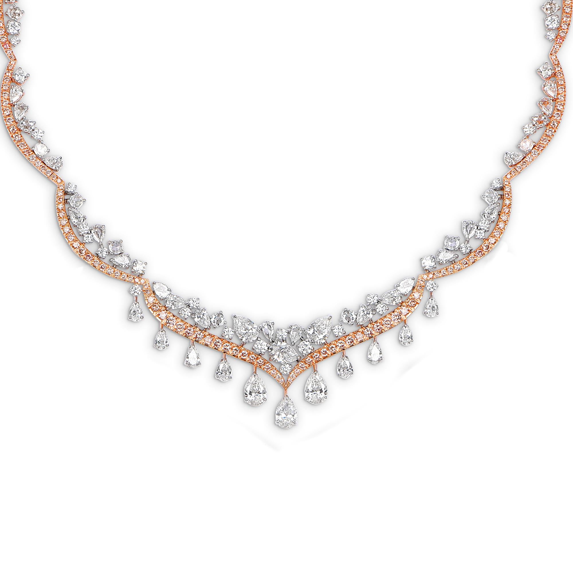 GIA-zertifizierte Halskette mit pinkem Diamanten im Brillant- und Rosenschliff, Argyle (Zeitgenössisch) im Angebot