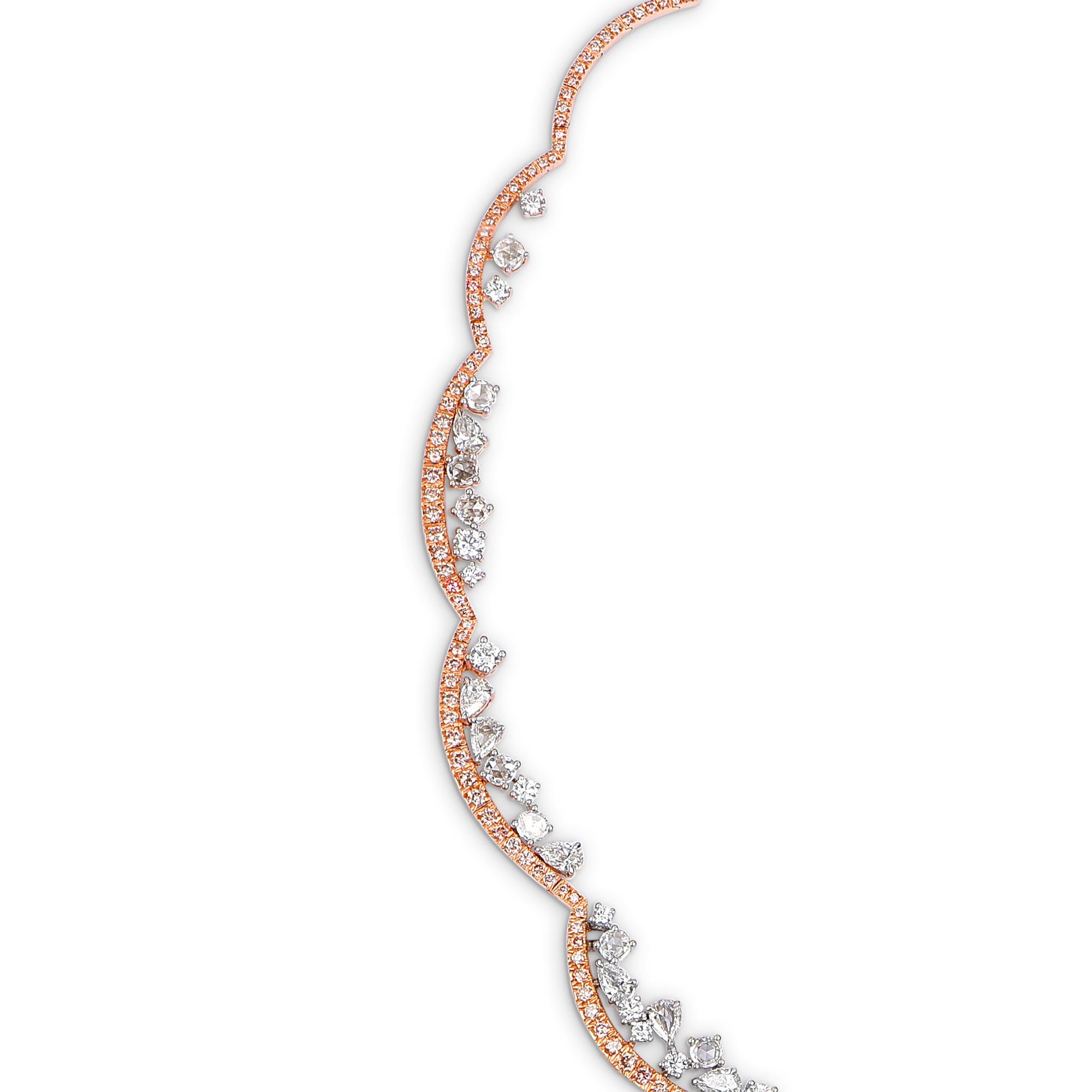 Taglio a rosa Collana di diamanti Pink Diamond certificata GIA di Harakh con taglio a pera, Brilliante, Rosa e Argyle in vendita