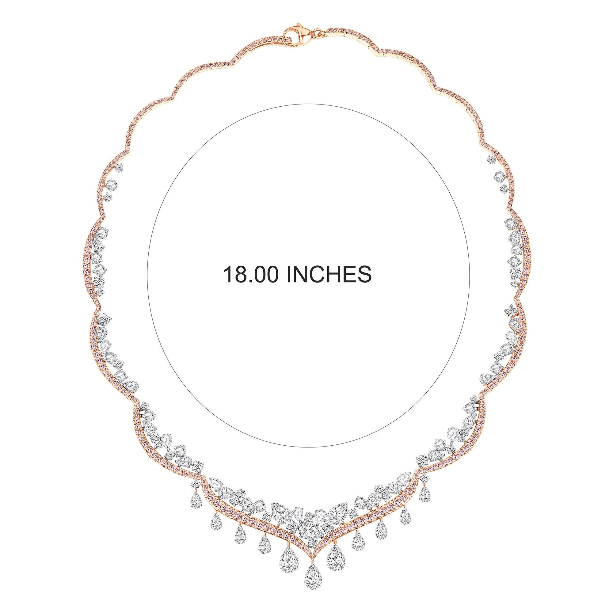 Collana di diamanti Pink Diamond certificata GIA di Harakh con taglio a pera, Brilliante, Rosa e Argyle In condizioni Nuovo in vendita a New York, NY
