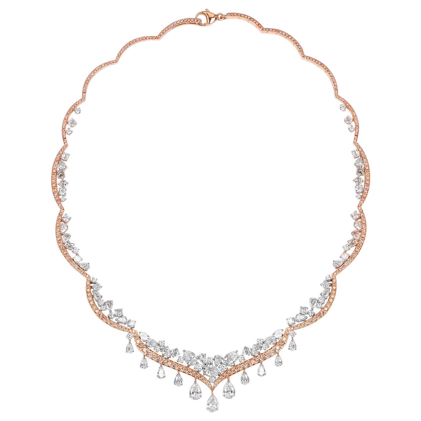 GIA-zertifizierte Halskette mit pinkem Diamanten im Brillant- und Rosenschliff, Argyle