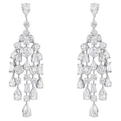 HARAKH GIA Certified Platinum Colorless Diamond Dangle Drop Chandelier Earrings