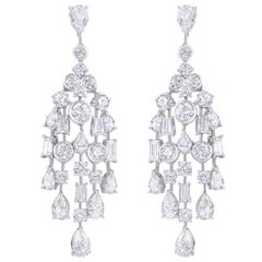 HARAKH Pendientes de candelabro con gota de diamante incoloro en platino con certificado GIA