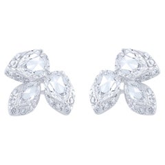 Harakh Rose Cut and Brilliant Colorless Diamond Studs in 18 Karat White Gold