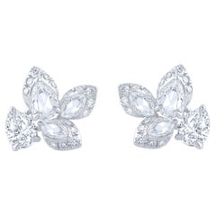 HARAKH Pendiente de 1/2 TC de diamante natural incoloro talla brillante y rosa