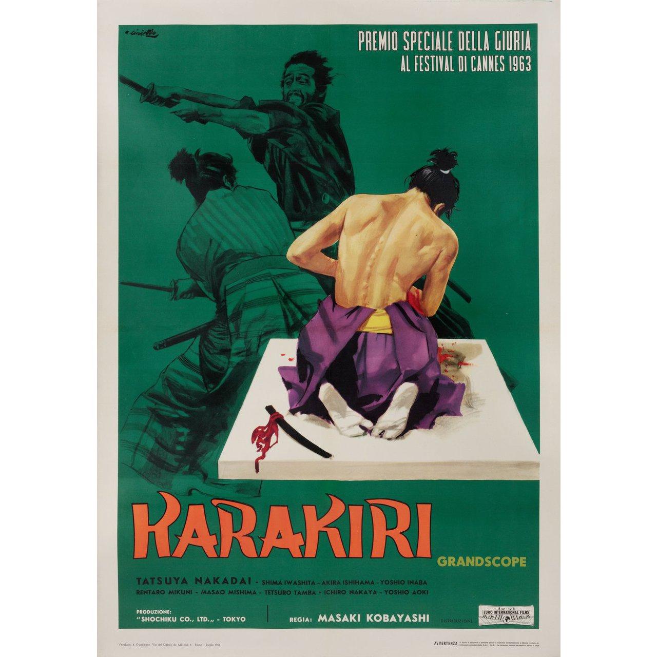 Original 1963 Italian due fogli poster by Averardo Ciriello for the film Harakiri (Seppuku) directed by Masaki Kobayashi with Tatsuya Nakadai / Akira Ishihama / Shima Iwashita / Tetsuro Tanba. Fine condition, linen-backed. This poster has been