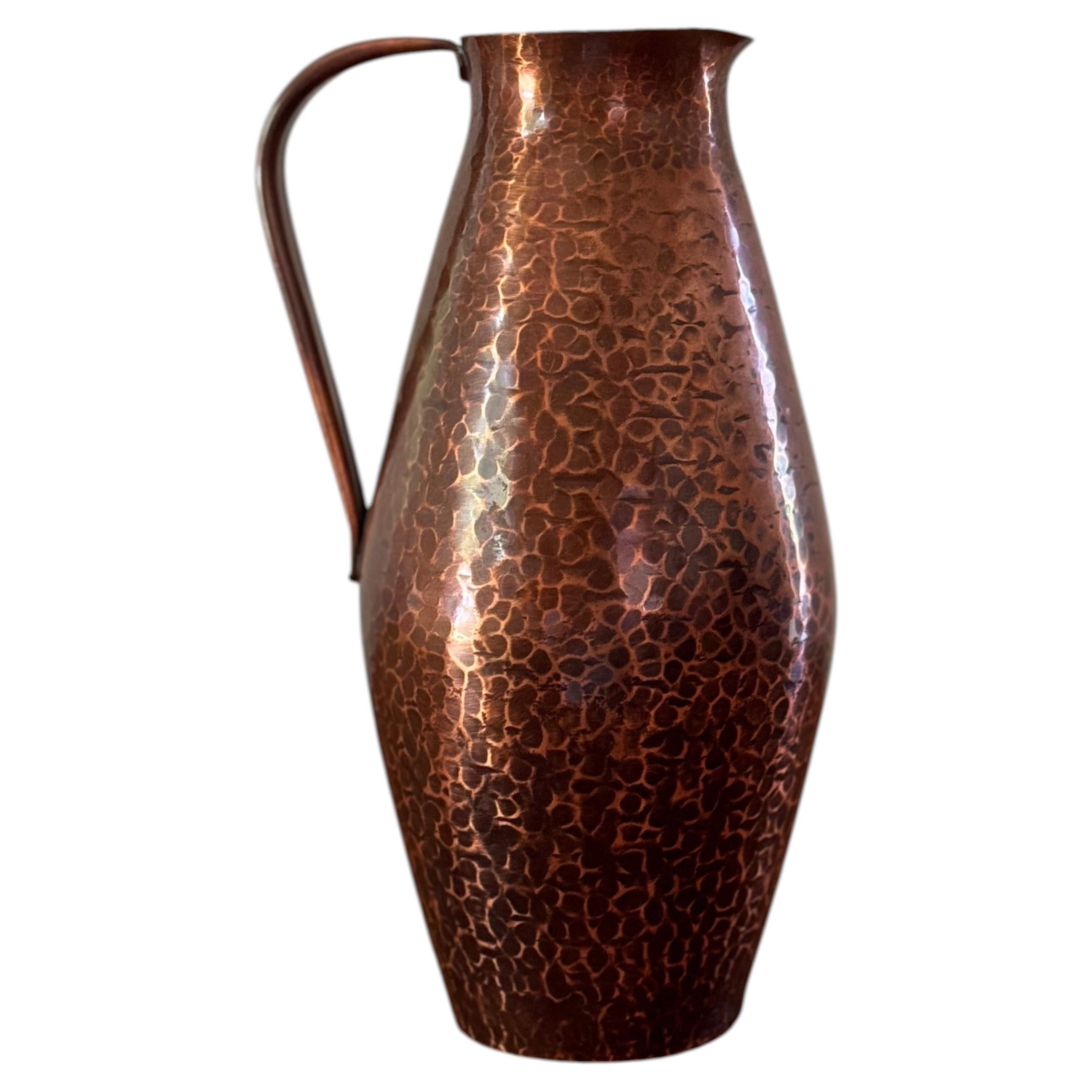 Harald Buchrucker Hammered Copper Pitcher / Vase, Germany, 1950s