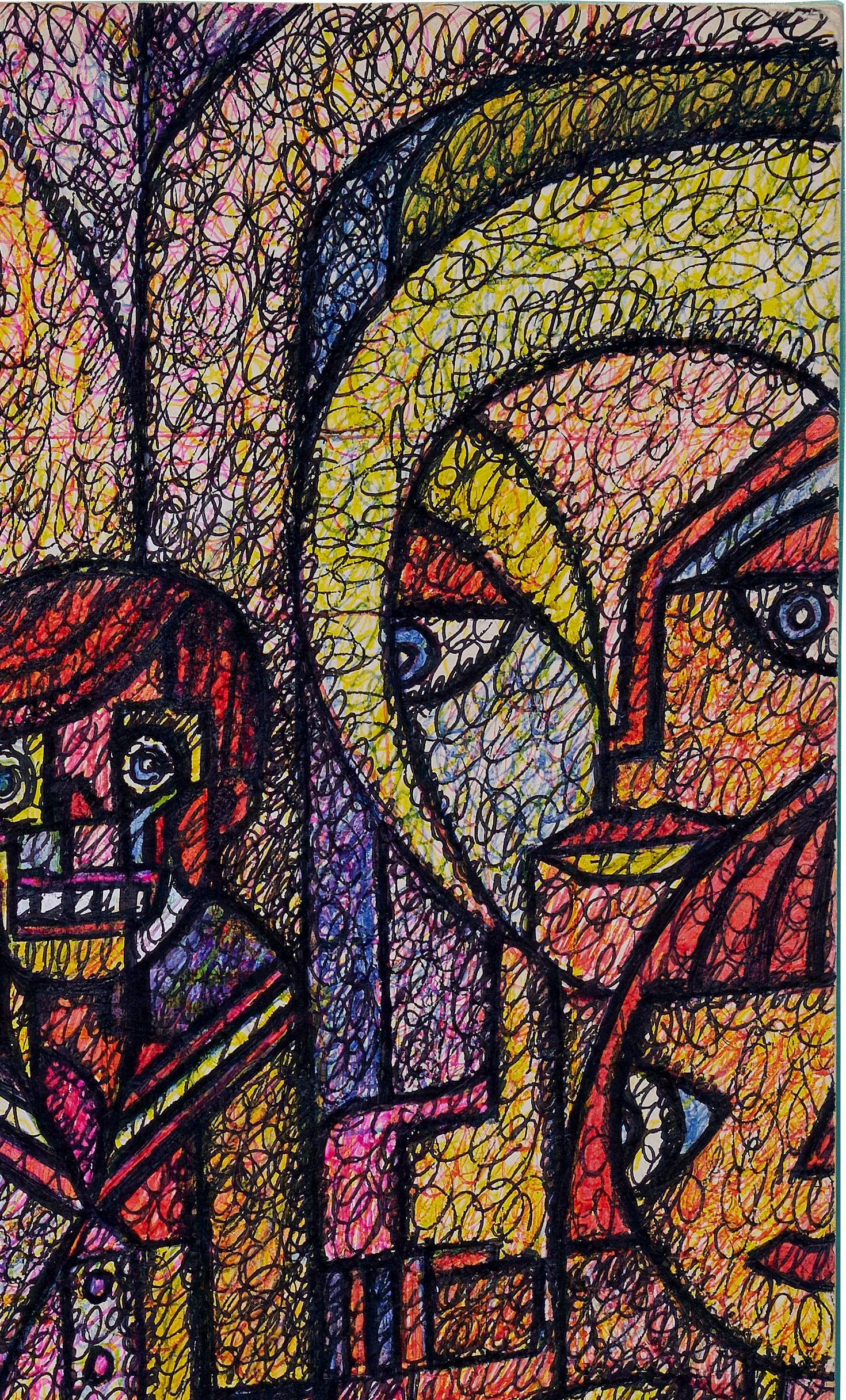 Harald Dry Schmidt (1933-1979) Mixed Media Figural Abstract For Sale 4