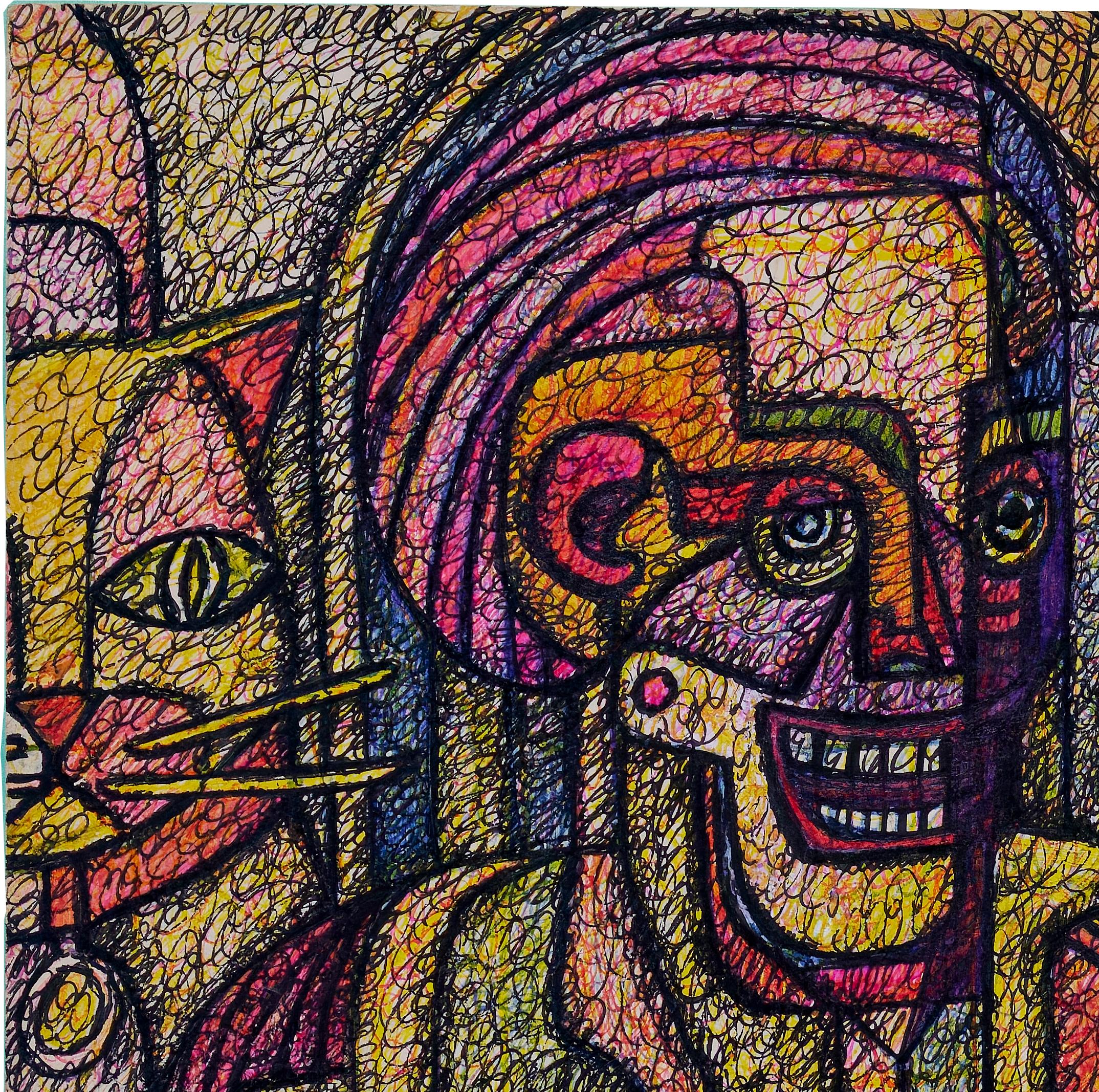 Harald Dry Schmidt (1933-1979) Mixed Media Figural Abstract For Sale 6