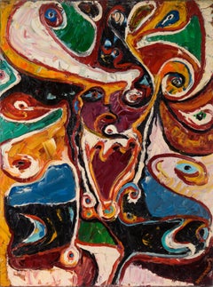 "Jefe Caballo Loco" Retrato fauvista abstracto con fuertes empastes en pintura al óleo