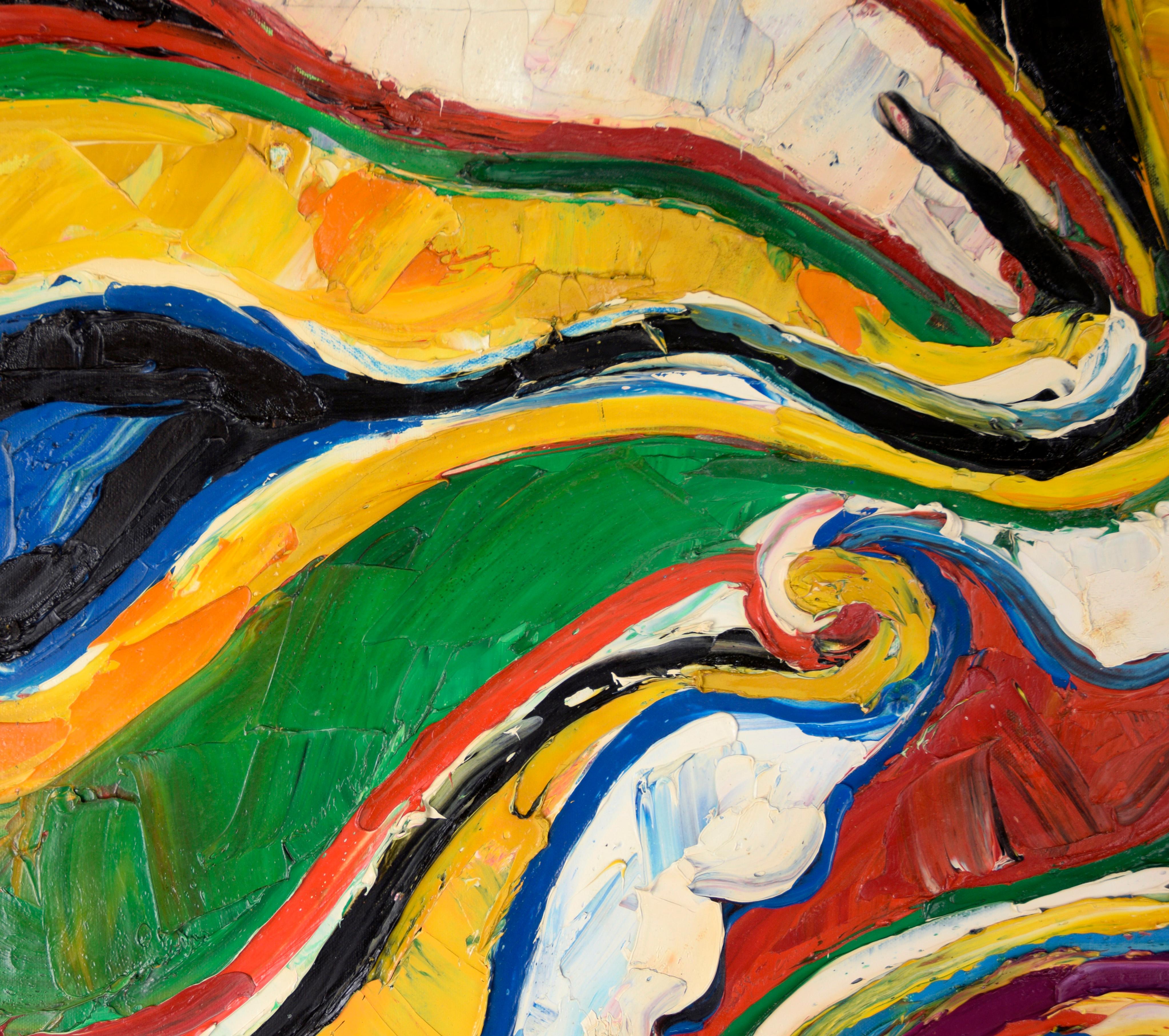 Composizione astratta espressionista ad olio su tela dalla forte texture - Painting di Harald Dry Schmidt