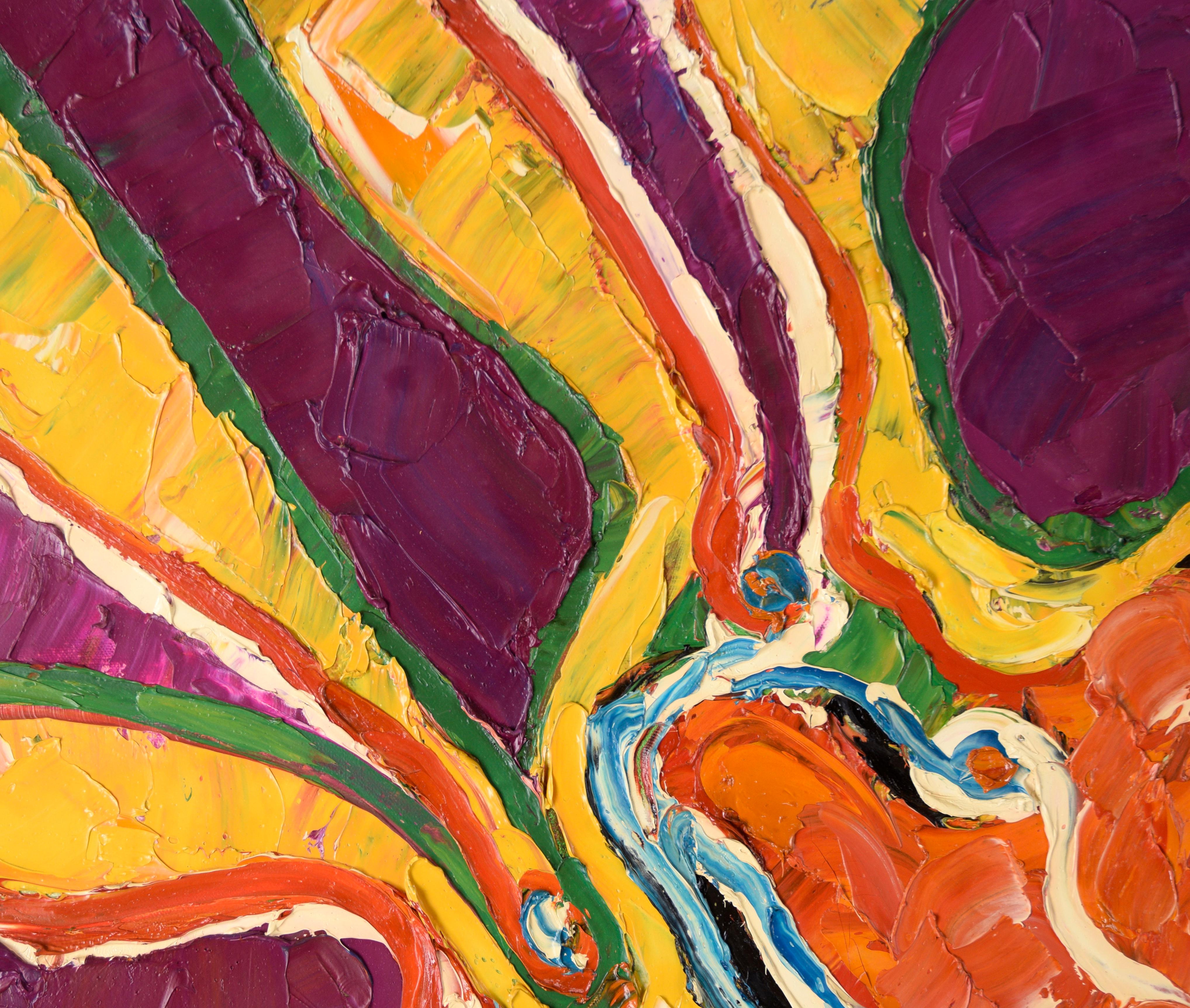 Composizione astratta espressionista ad olio su tela dalla forte texture - Painting di Harald Dry Schmidt