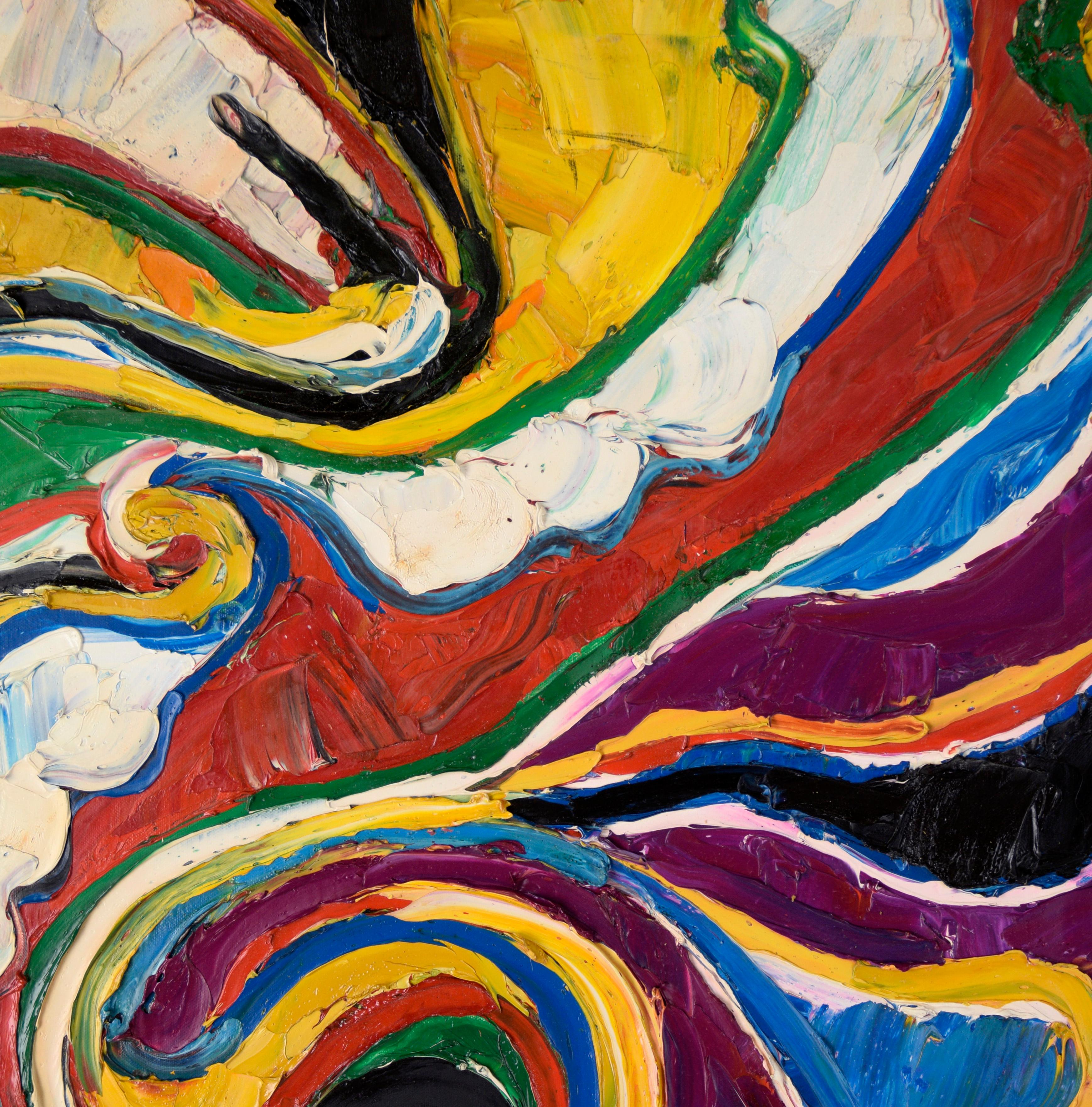 Composizione astratta espressionista ad olio su tela dalla forte texture - Painting Dopoguerra di Harald Dry Schmidt