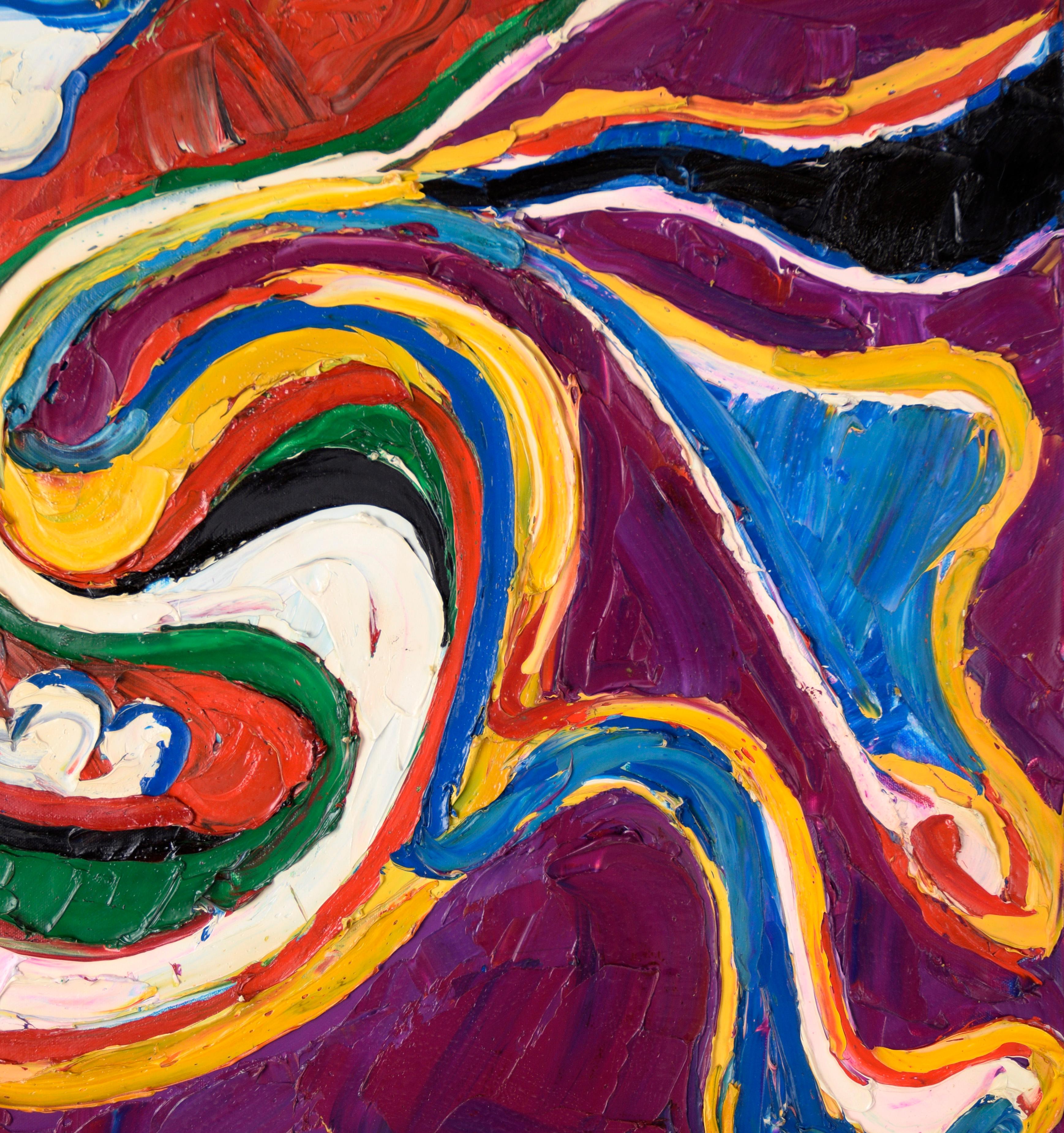 Composizione astratta espressionista ad olio su tela dalla forte texture - Abstract Painting Nero di Harald Dry Schmidt