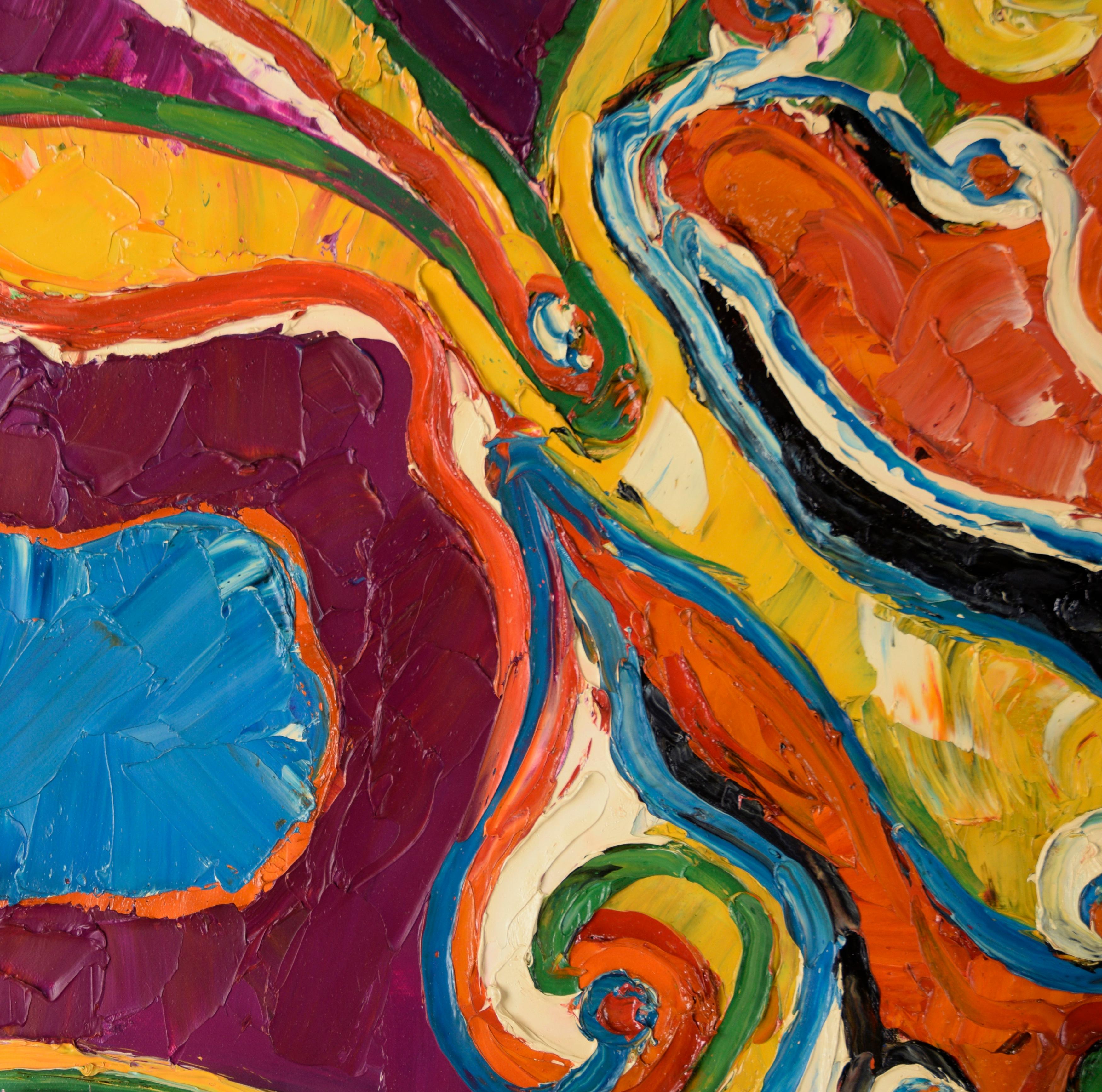 Composizione astratta espressionista ad olio su tela dalla forte texture - Abstract Painting Marrone di Harald Dry Schmidt