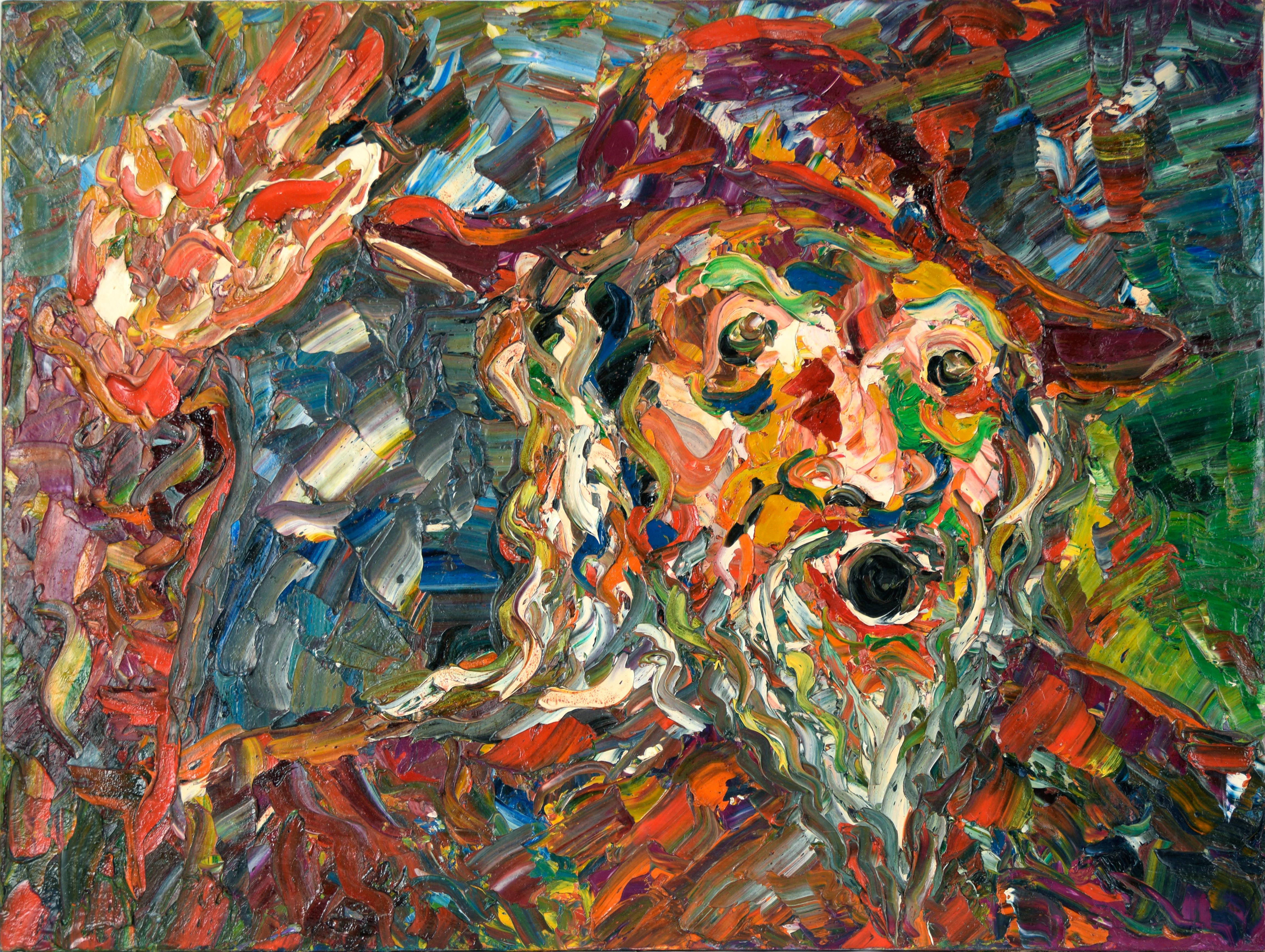 Heavy Impasto Portrait of a Man Expressionist Piece "Tally Ho"