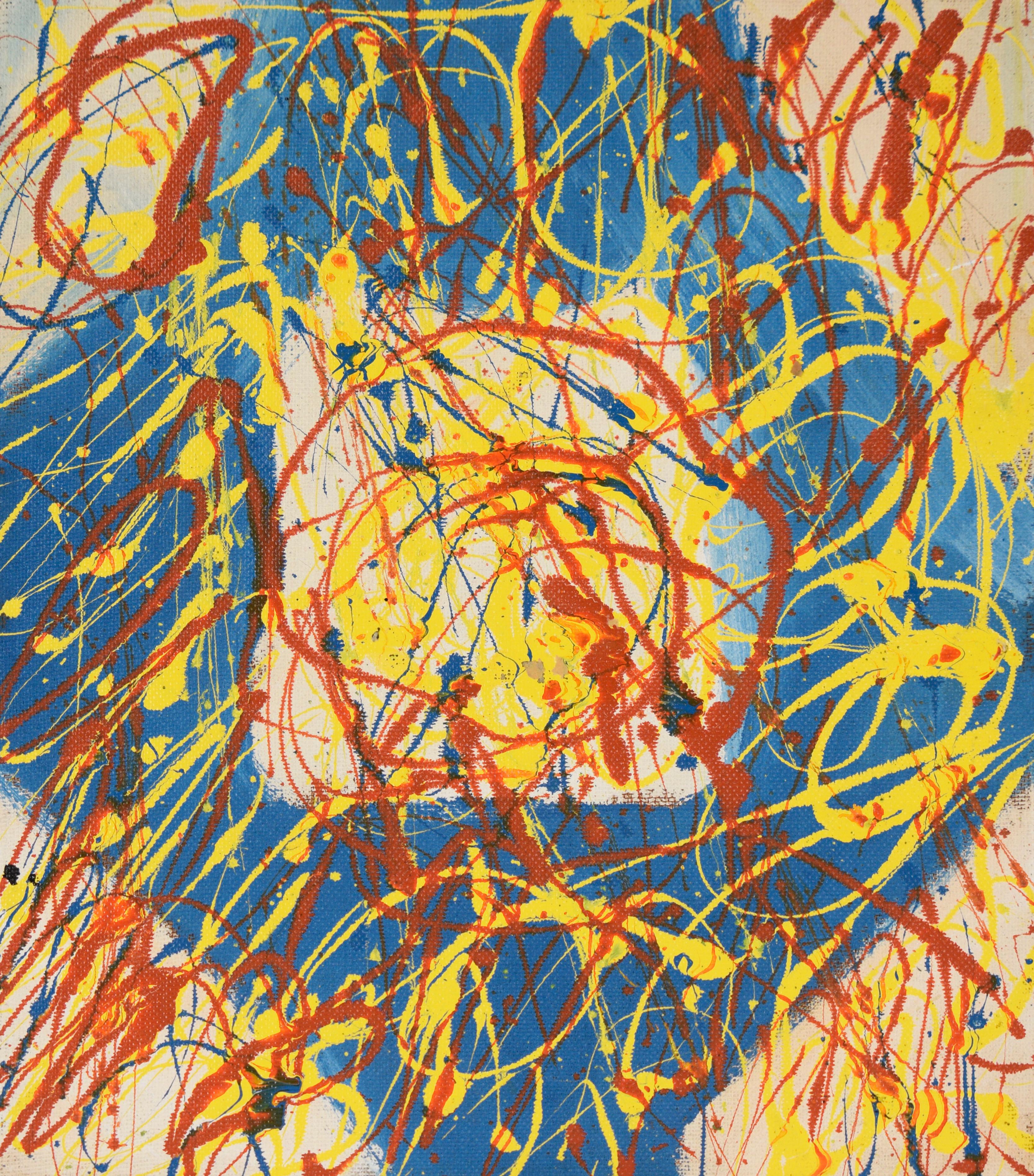 Abstract Painting di Harald Dry Schmidt - Into The Blue - Olio su tavola originale del 1983