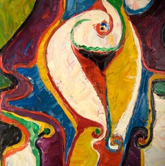 "Liberty" Heavy Impasto Expressionist Nude Portrait of a Lady Standing