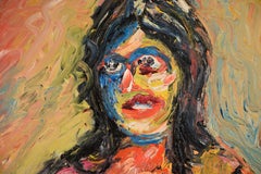 En medio de una lectura - Arte Expresionista Abstracto Original Outsider sobre Lienzo