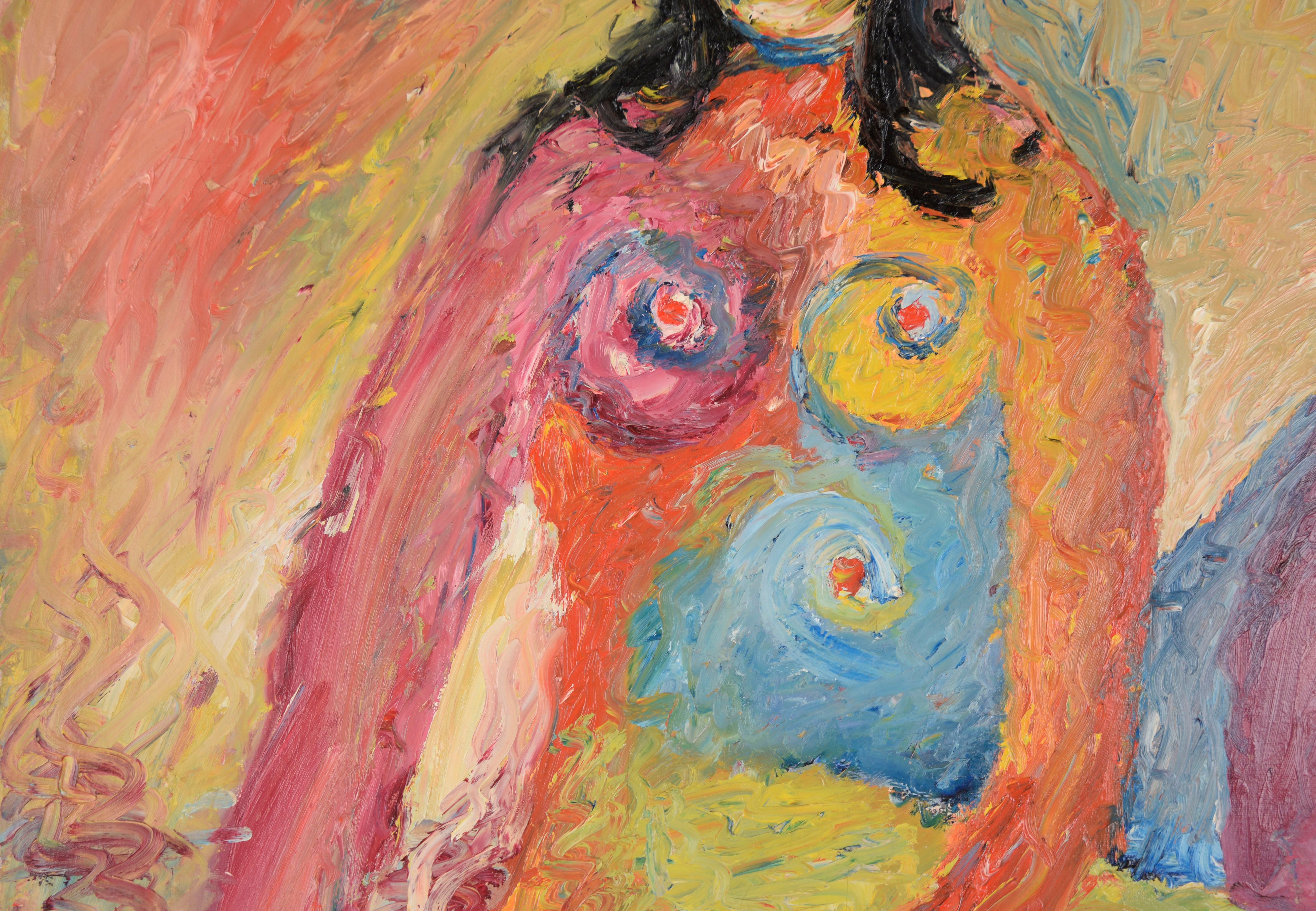 En medio de una lectura - Arte Expresionista Abstracto Original Outsider sobre Lienzo - Nude Painting Marrón de Harald Dry Schmidt