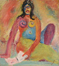 Middle of a Read - Original Abstrakte Expressionistische Outsider Kunst auf Leinwand