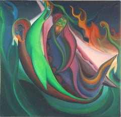 Figuratif surréaliste d'origine Before the Dreamtime en peinture à l'huile