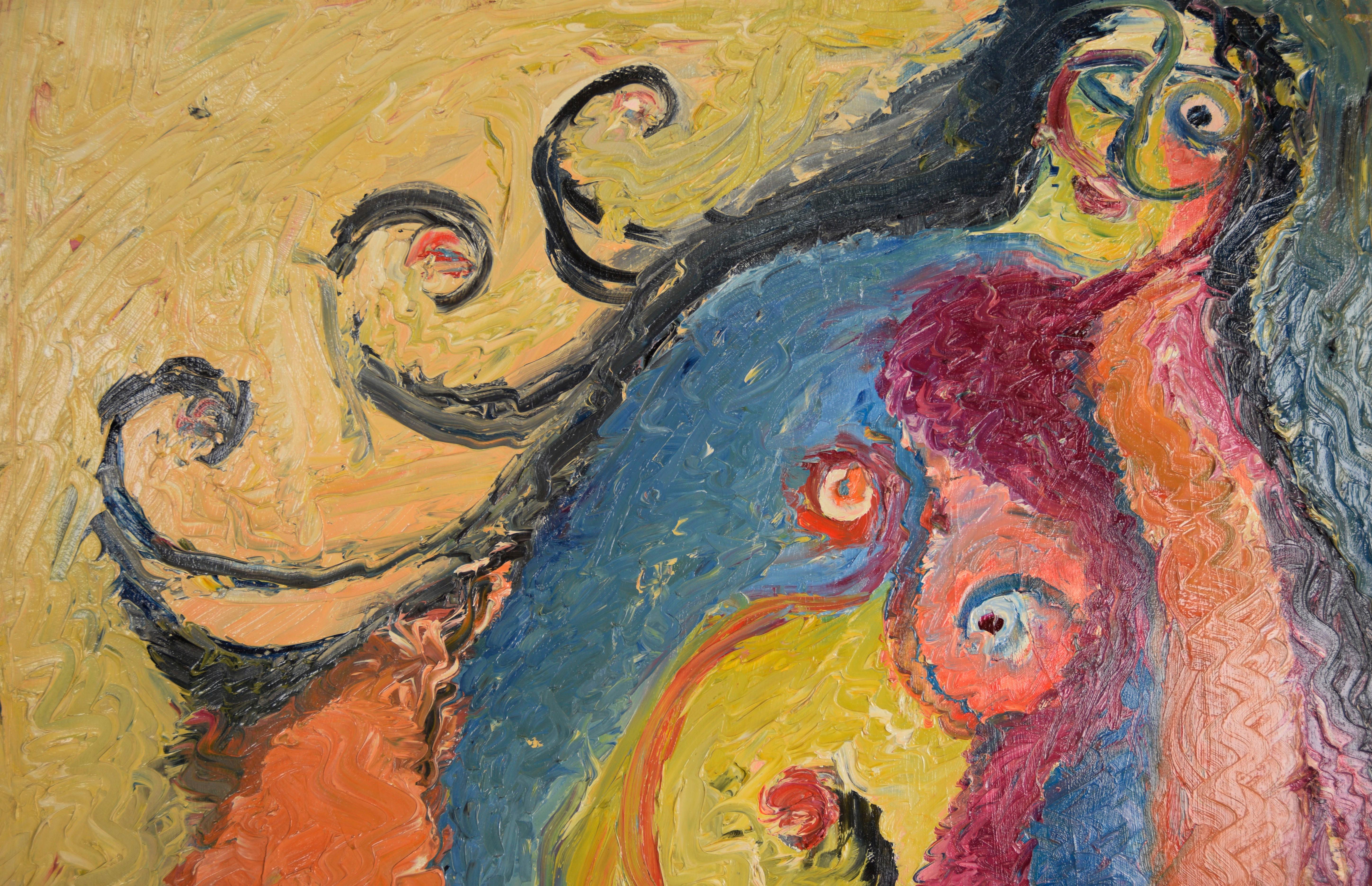 Nudo astratto espressionista originale con texture - Olio su tela - Painting di Harald Dry Schmidt