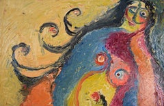 Nudo astratto espressionista originale con texture - Olio su tela