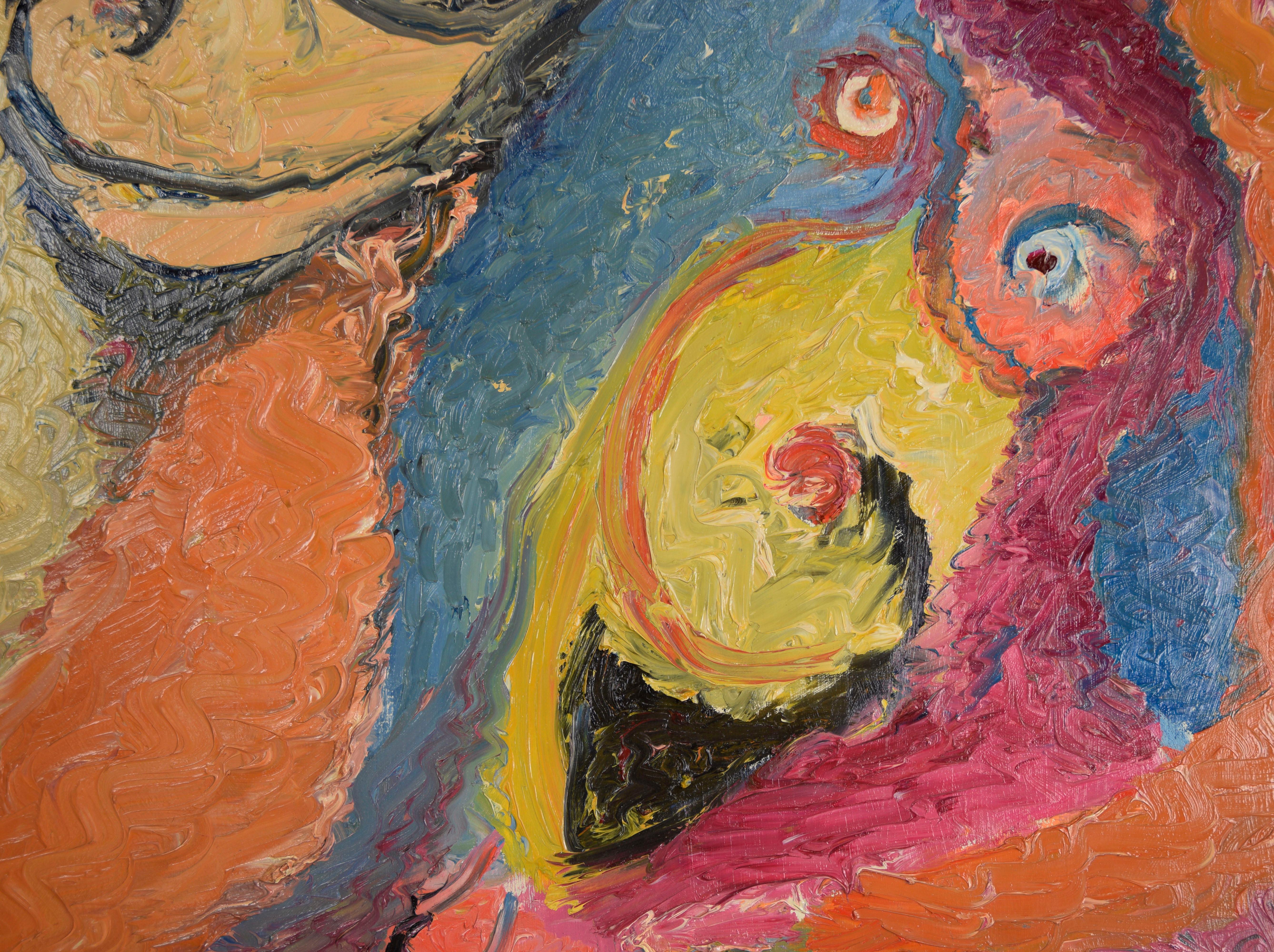 Nudo astratto espressionista originale con texture - Olio su tela - Abstract Painting Marrone di Harald Dry Schmidt