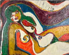 Reclining Nude "Dawn"  Fauvist Colors Heavily textured Original Oil on Canvas