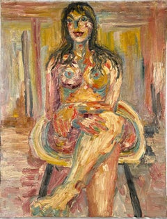 Sitzender Akt – Originaler abstrakter Expressionismus auf Leinwand