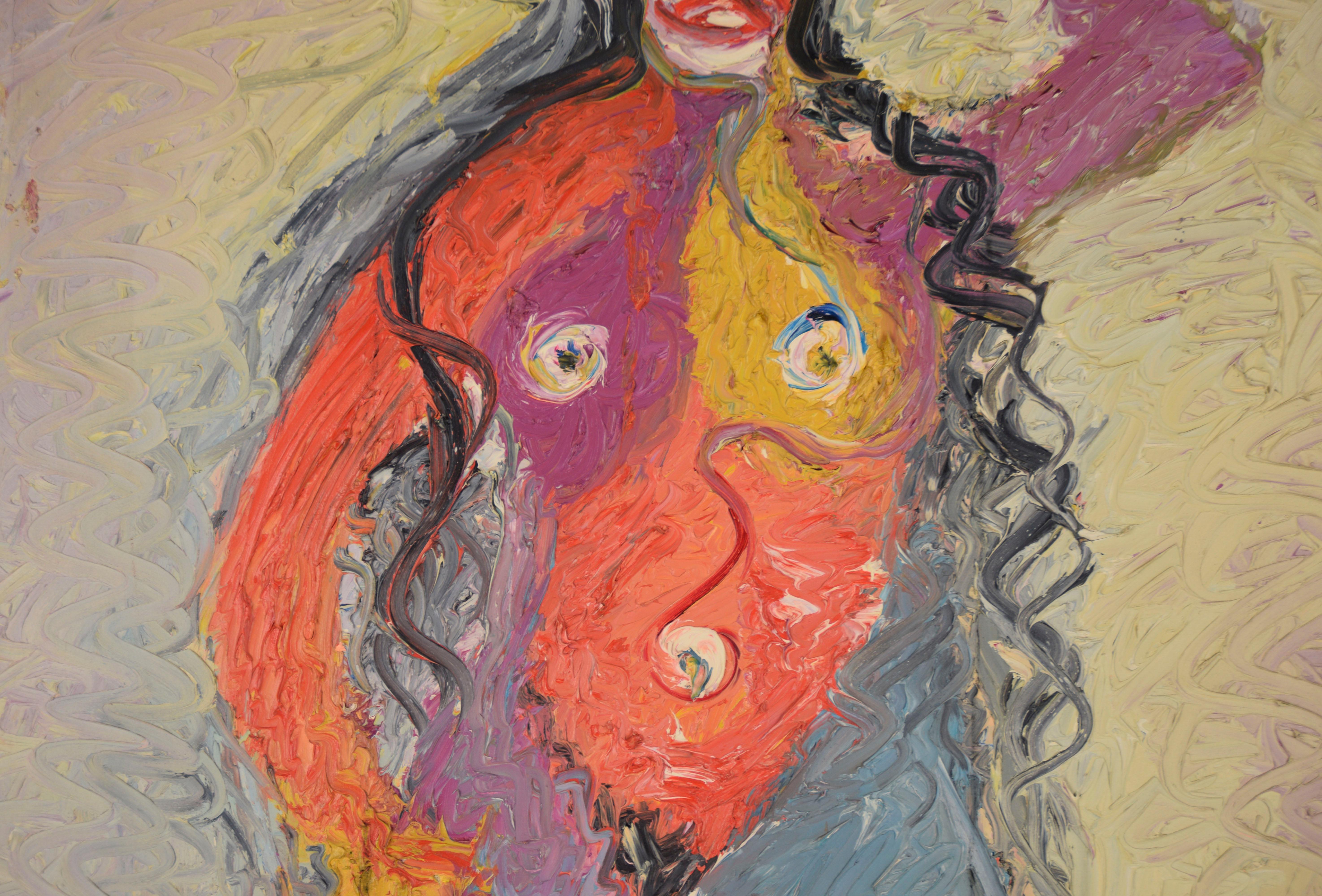 Nudo figurativo astratto espressionista d'epoca - Olio su tela dalla forte consistenza - Painting di Harald Dry Schmidt