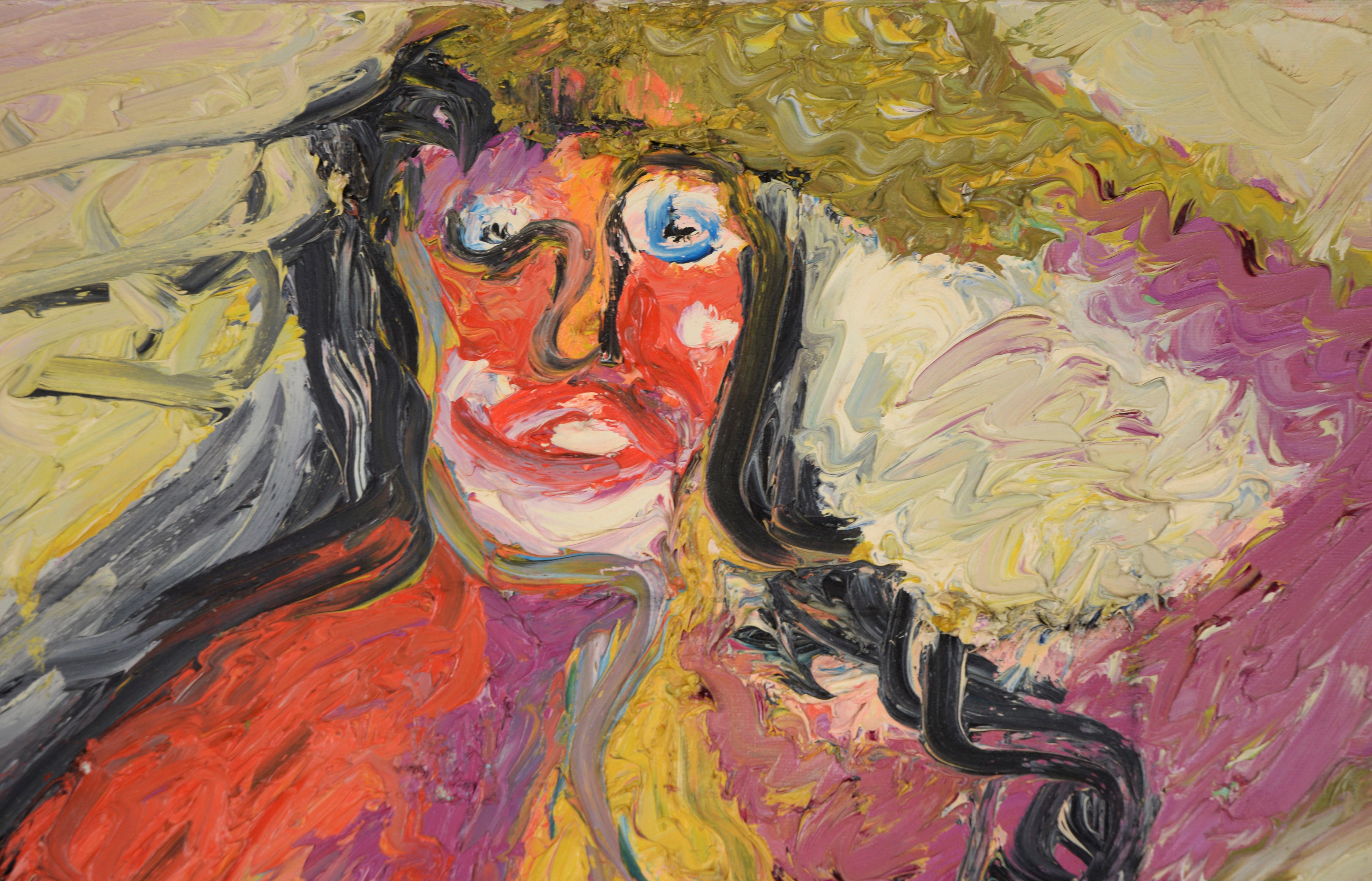Nudo figurativo astratto espressionista d'epoca - Olio su tela dalla forte consistenza - Painting Dopoguerra di Harald Dry Schmidt