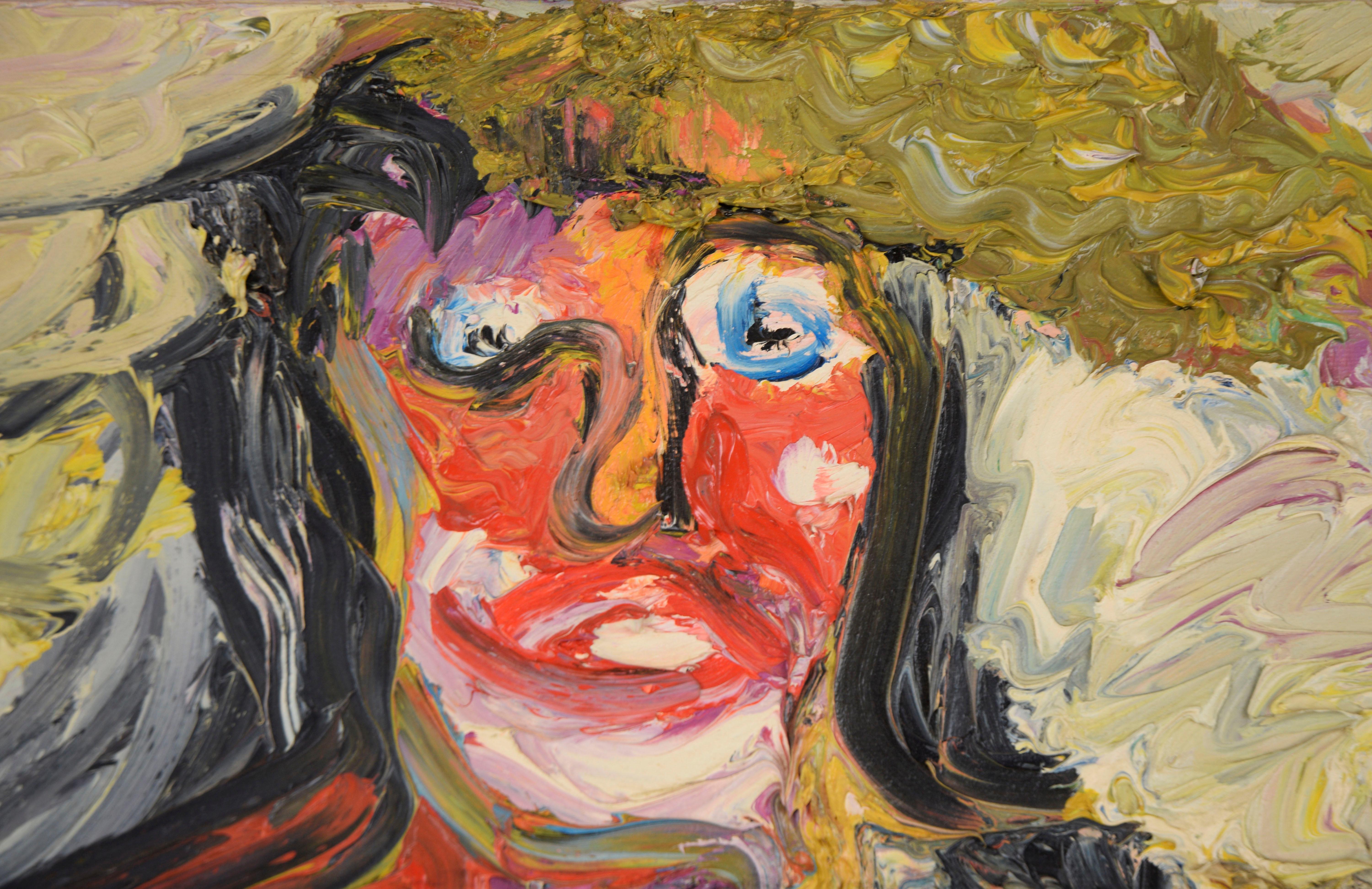 Nudo figurativo astratto espressionista d'epoca - Olio su tela dalla forte consistenza - Figurative Painting Marrone di Harald Dry Schmidt