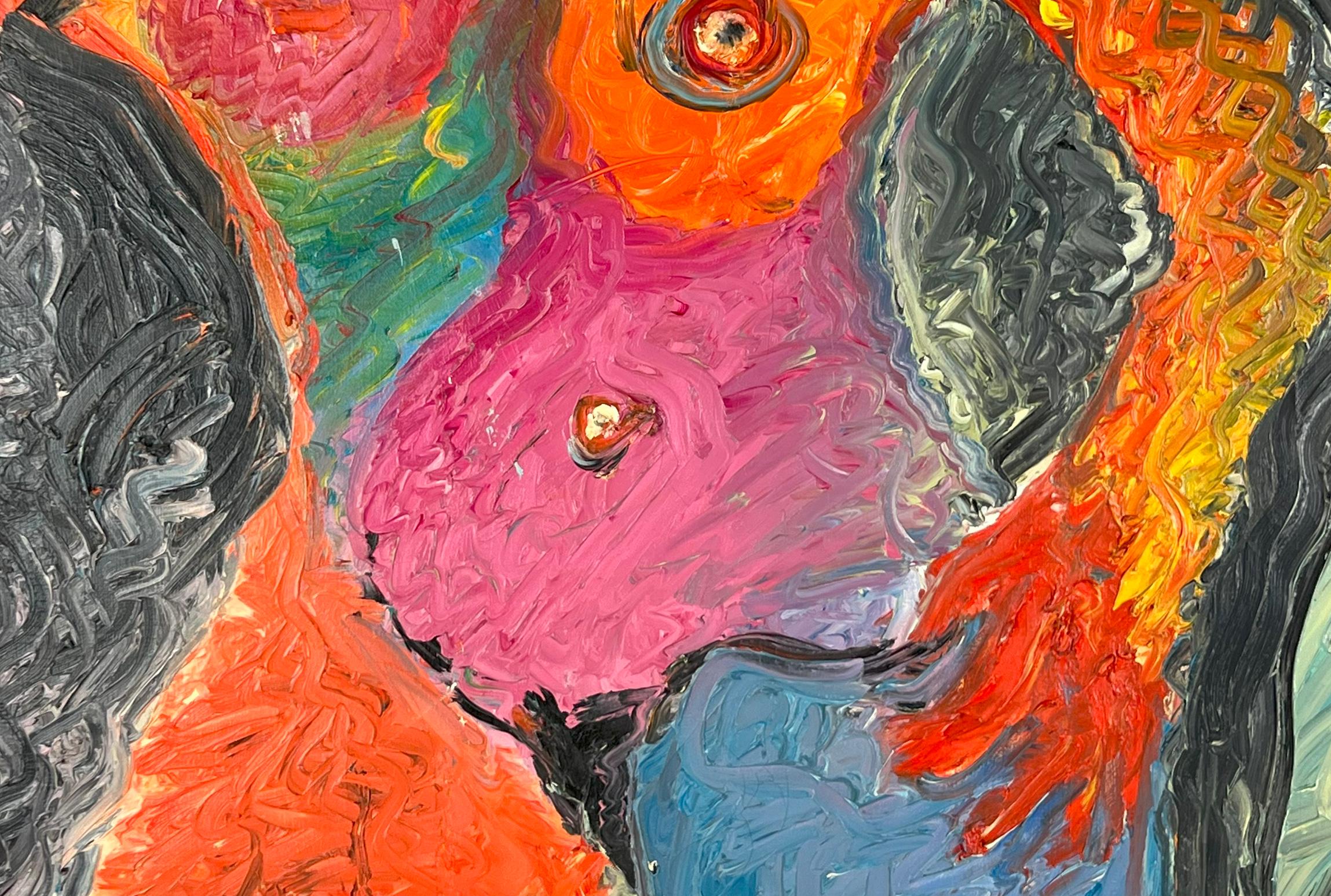 Vintage Expresionista Abstracto Desnudo Figurativo Pensativo de Pie - Impasto Pesado - Abstract Painting Marrón de Harald Dry Schmidt