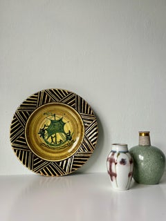 1940s Harald Folmer Gross Art Deco Boat on Sea Bowl, Knabstrup, Denmark