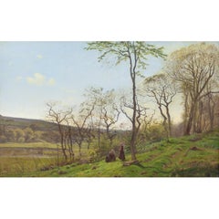 Inizio primavera, vista dal monastero di Ørslev, Jutland, dipinto a olio raffigurante un paesaggio danese