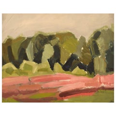 Harald Fredriksson, Sweden, Modernist Landscape, Oil on Canvas, 1960s