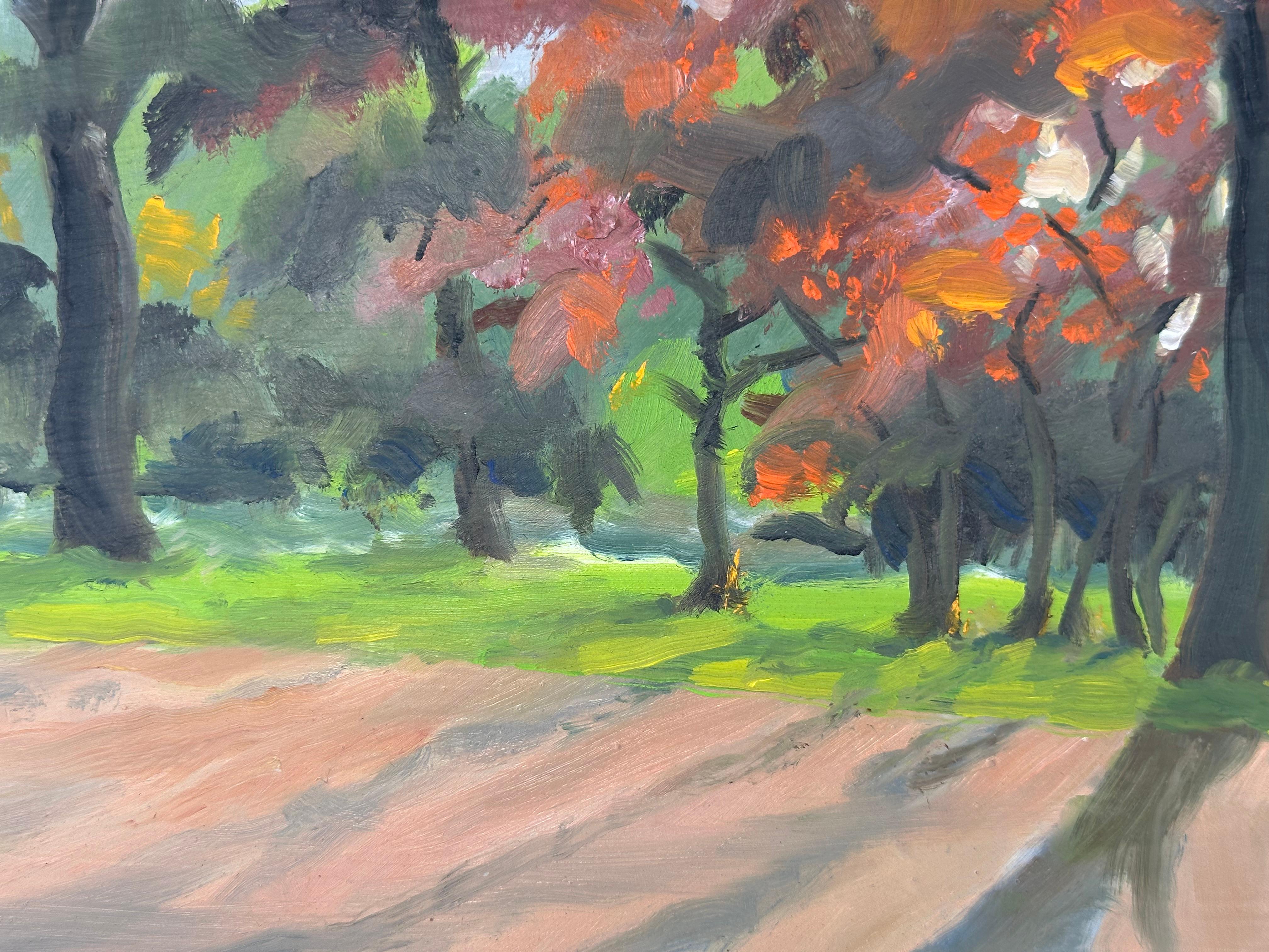 Tarde en el Parque Fairmount Pintura impresionista de Filadelfia - Landscape Painting Marrón de Harald Grote