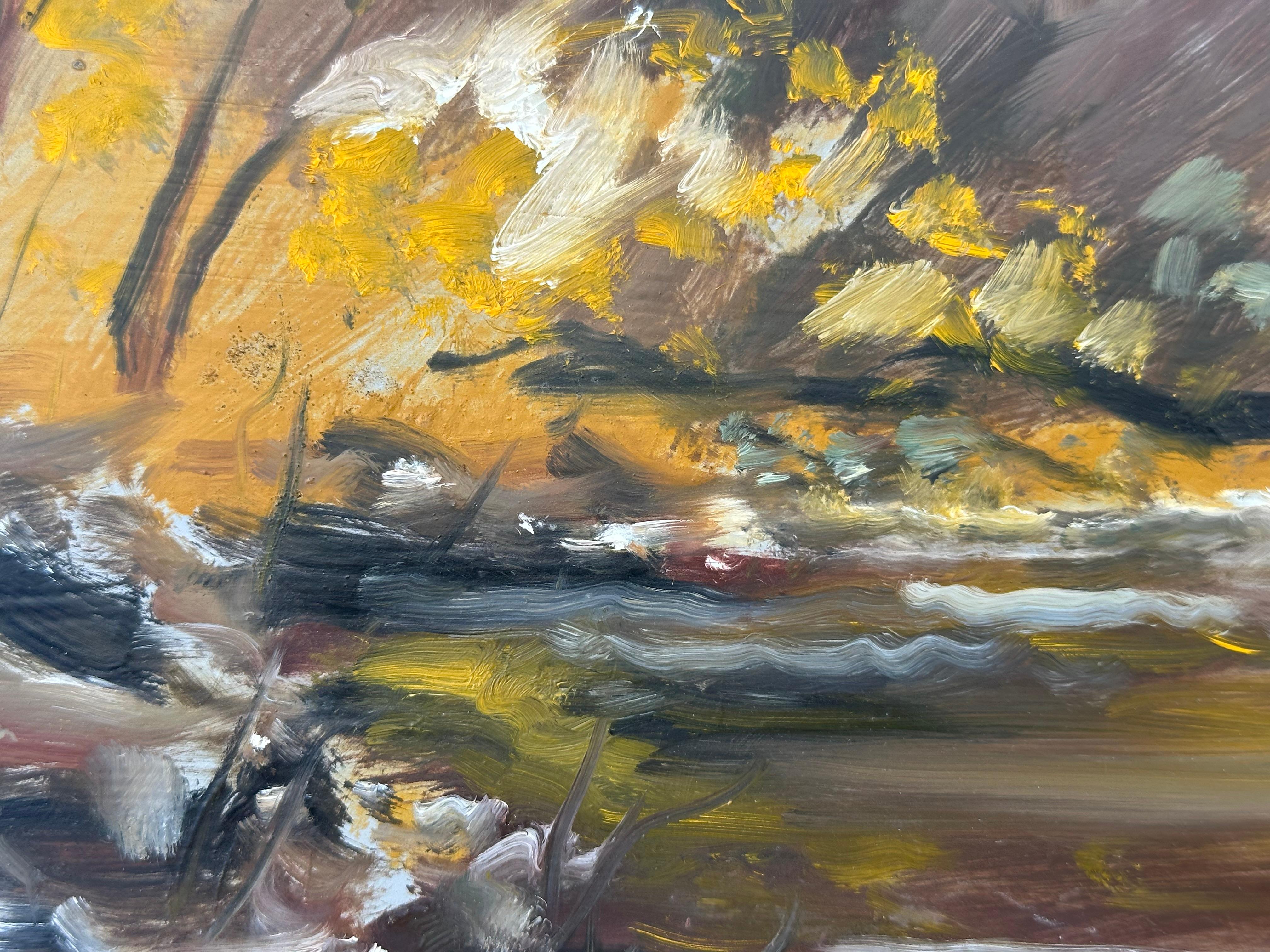 Pennypack Creek Pintura impresionista de Filadelfia - Landscape Painting Marrón de Harald Grote