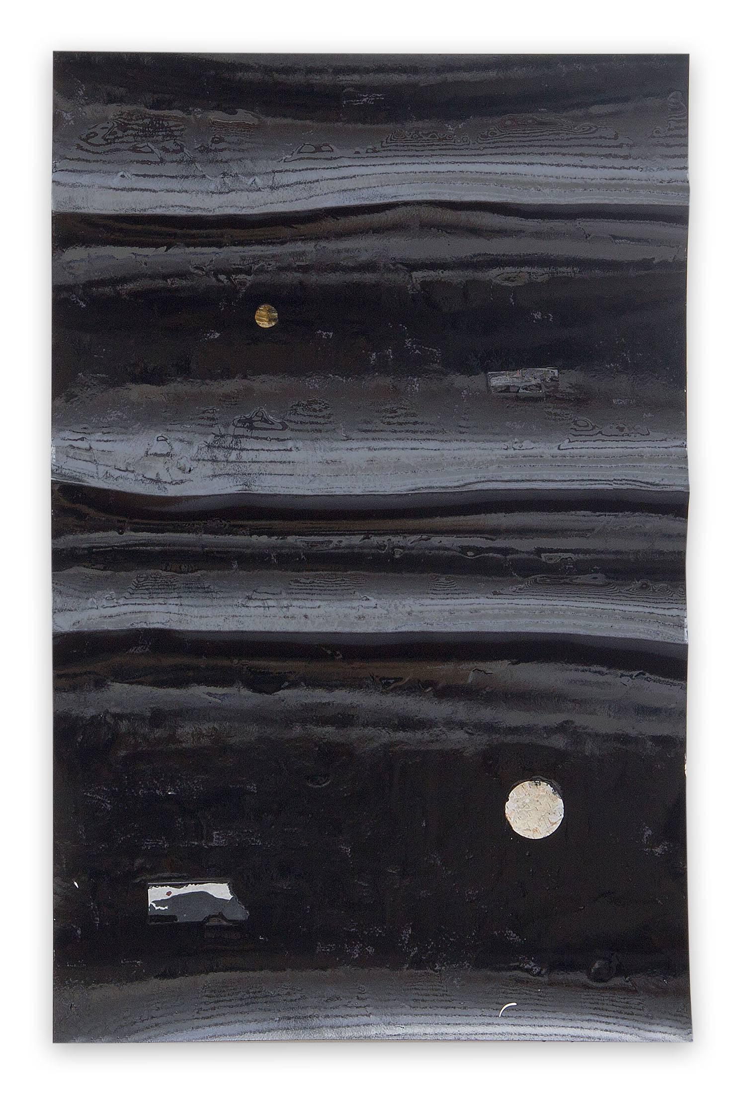 Abstract Painting Harald Kroner  - Black River 26 (Œuvre abstraite sur papier)