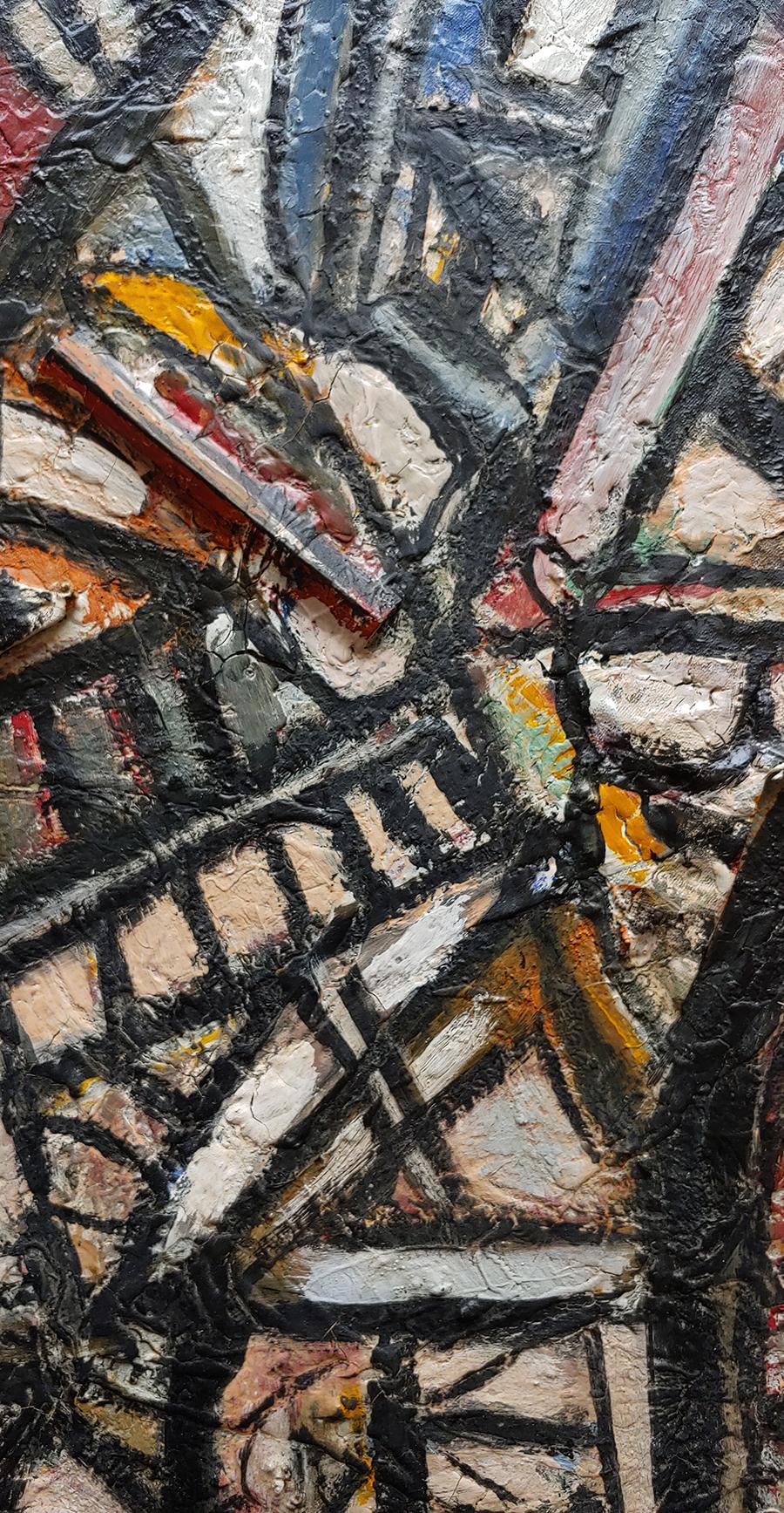  A 2010 documentary on Harald focused on his impressive exhibition in the Chelsea art district of New York City.

In this heavily textured abstract painting, Harald M. Olson uses oil, acrylic, plaster, wood and latex paint to create movement and