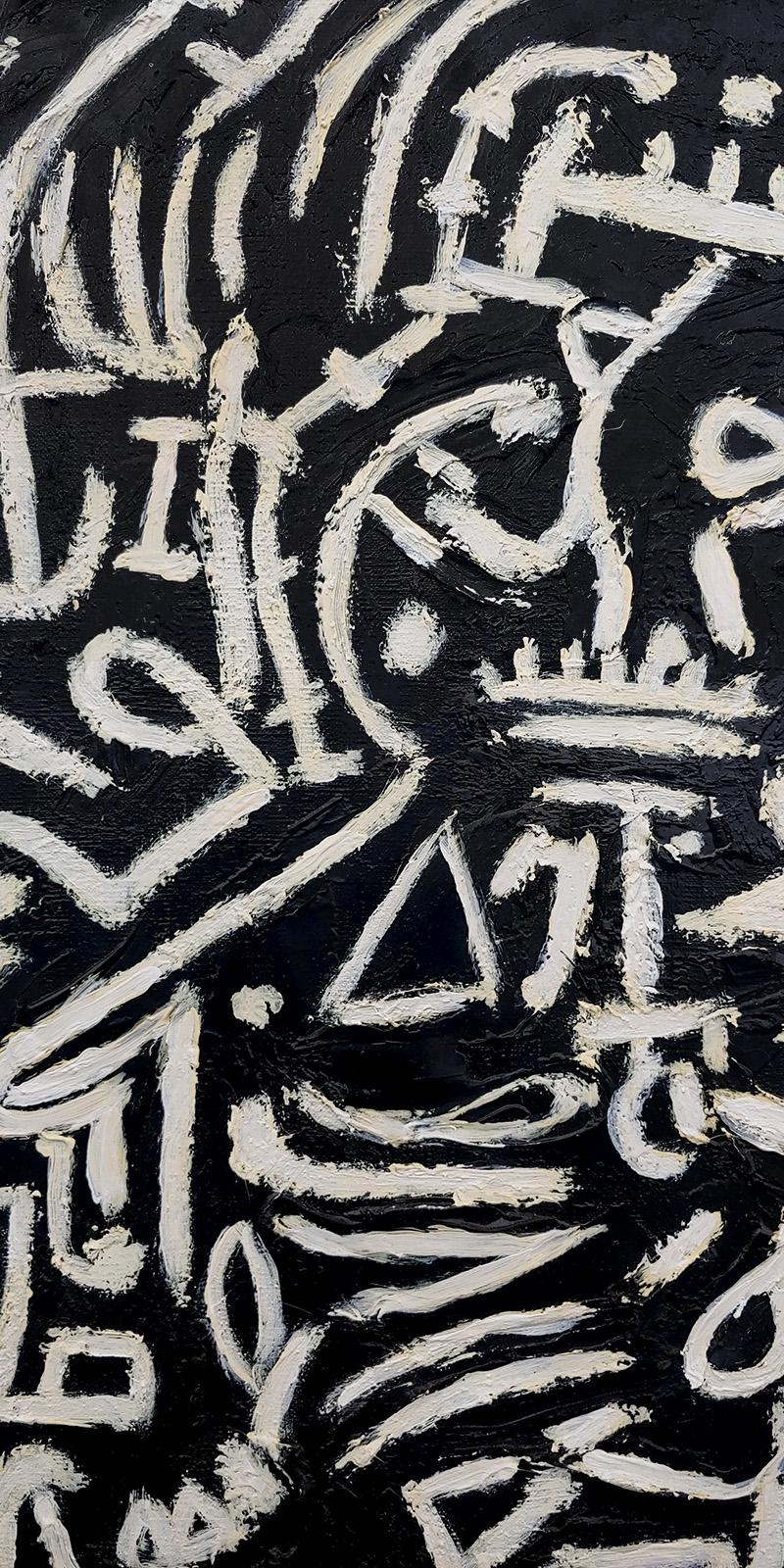 Harald M. Olsons Arbeiten wurden mit denen von Keith Haring verglichen. Dieses große Gemälde mit dem Titel 