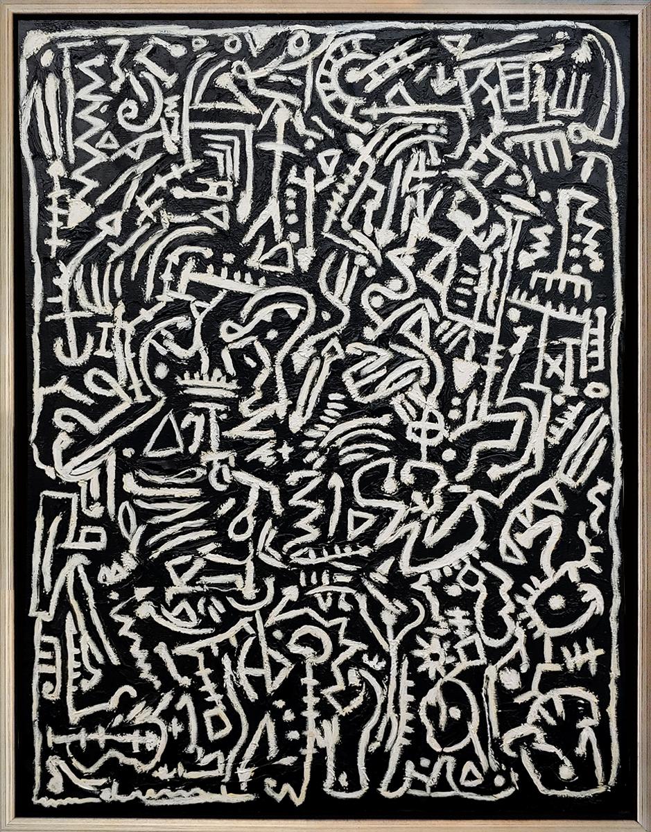 „Symphonie in Schwarz und Weiß“  52x40  Öl und Acryl auf Leinwand