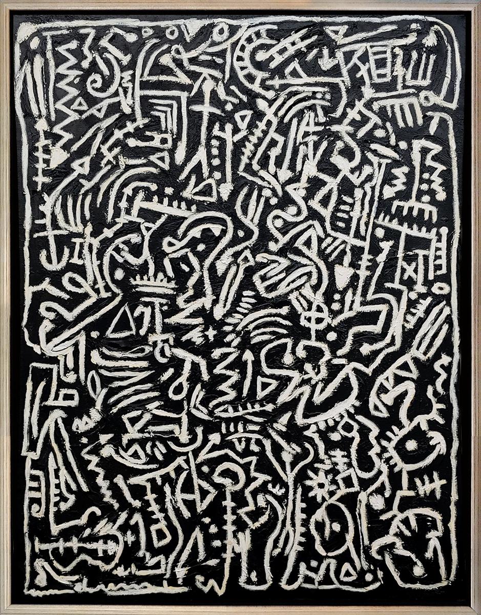 „Symphonie in Schwarz und Weiß“  52x40  Öl und Acryl auf Leinwand